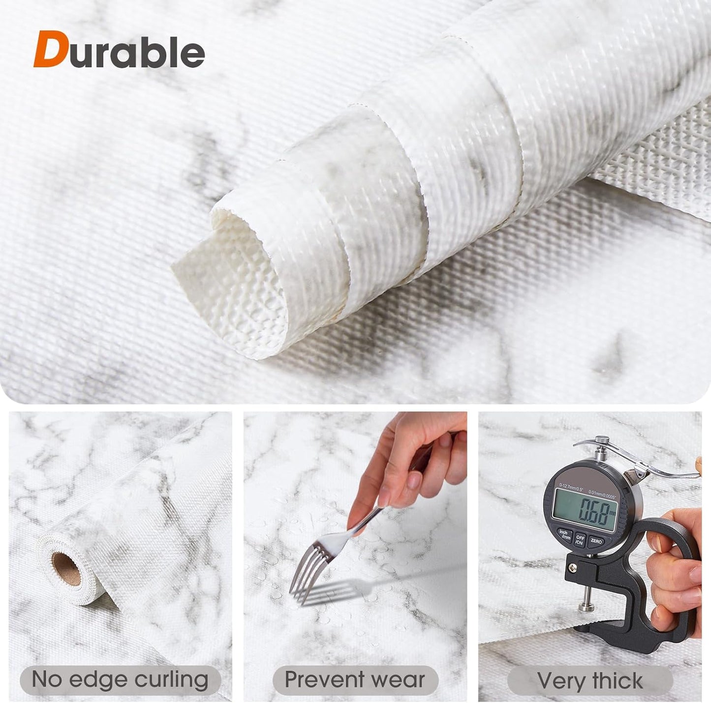 Beautysaid Shelf and Drawer Liner for Kitchen Cabinet, Non Adhesive Non Slip Shelf Paper Waterproof Washable Thickened for Dresser Pantry Shelve Bathroom Protector Liner(Marble,12 in x 30 FT)