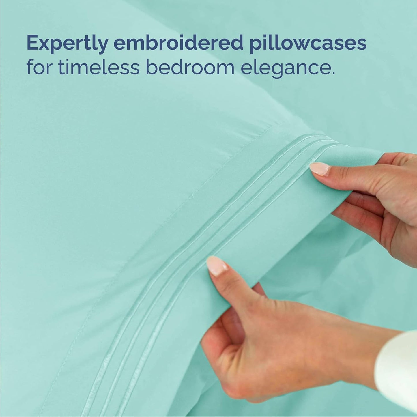 Queen Size 4 Piece Sheet Set - Comfy Breathable & Cooling Bed Sheets Set - Hotel Luxury Bedding for Women, Men, Kids, Teens, Boys & Girls - Deep Pockets, Ultra-Soft, Wrinkle Free - Oeko-Tex - Spa Blue