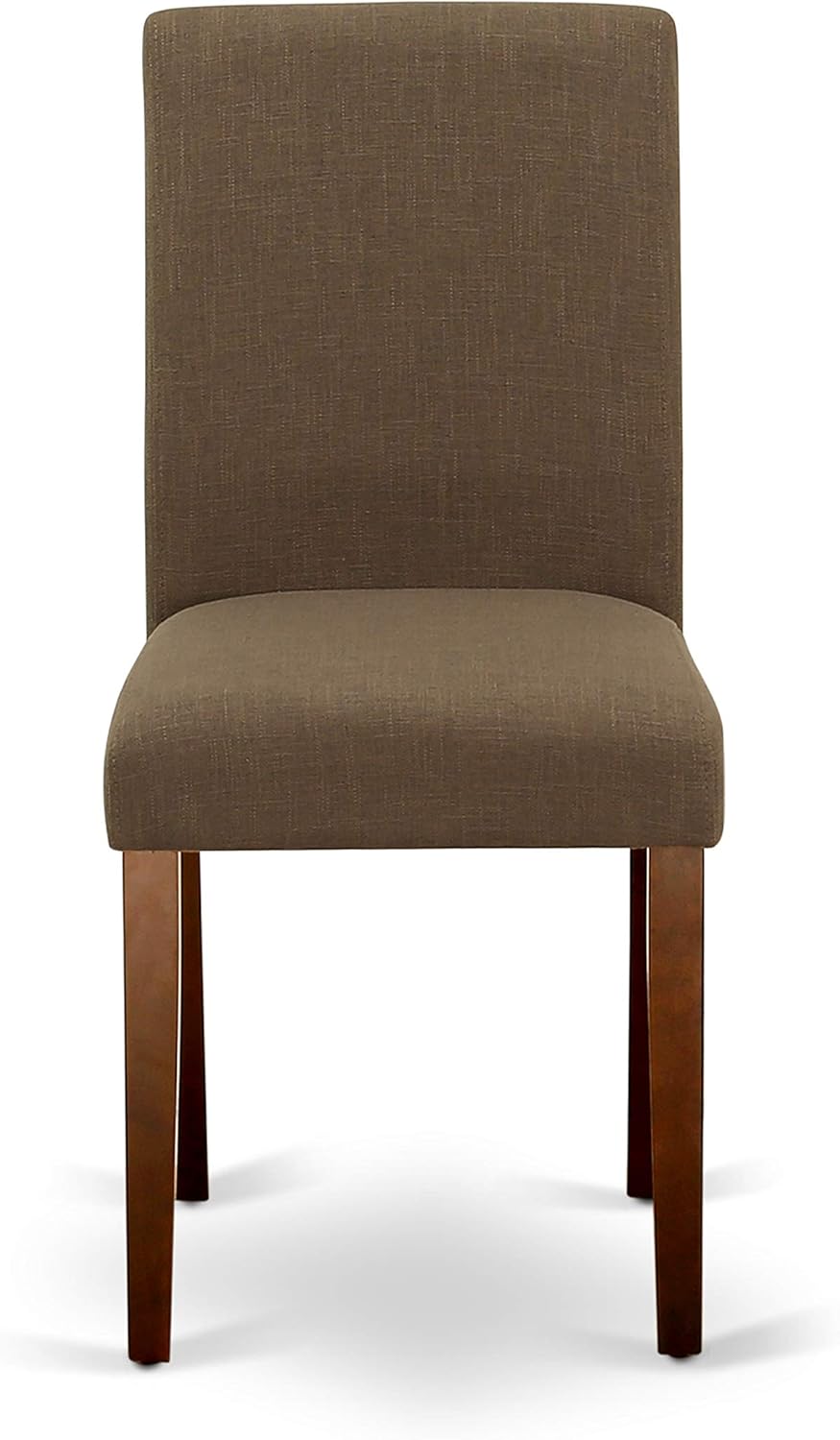 East West Furniture DMAB3-MAH-18 3 Piece Dining Room Table Set Contains a Round Dining Table with Dropleaf and 2 Coffee Linen Fabric Upholstered Parson Chairs, 42x42 Inch, Mahogany