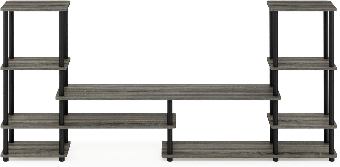 FURINNO Turn-N-Tube Grand Entertainment Center, French Oak Grey/Black