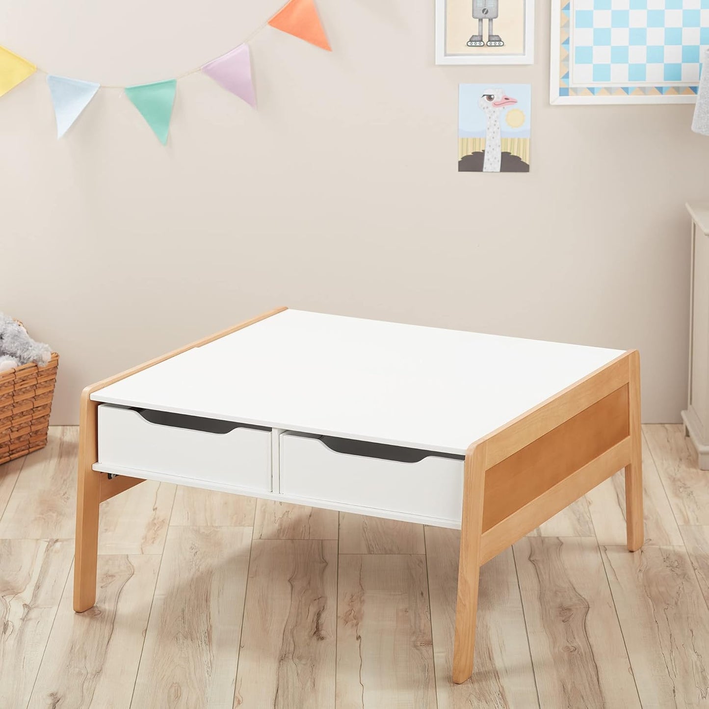 Melissa & Doug Kids Furniture Wooden Art & Activity Table with Bins Wooden Kids Activity Table, with Storage