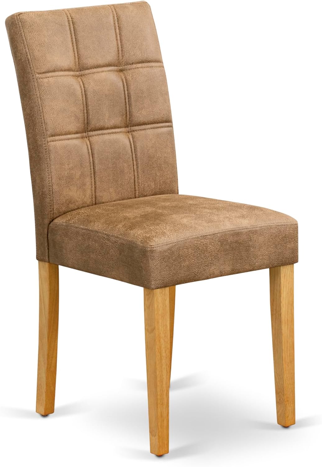 East West Furniture DLAS3-OAK-28 3 Piece Dining Table Set Includes A Wooden Table and 2 Brown Textured Polyester Fabric Mid Century Modern Chairs, Oak