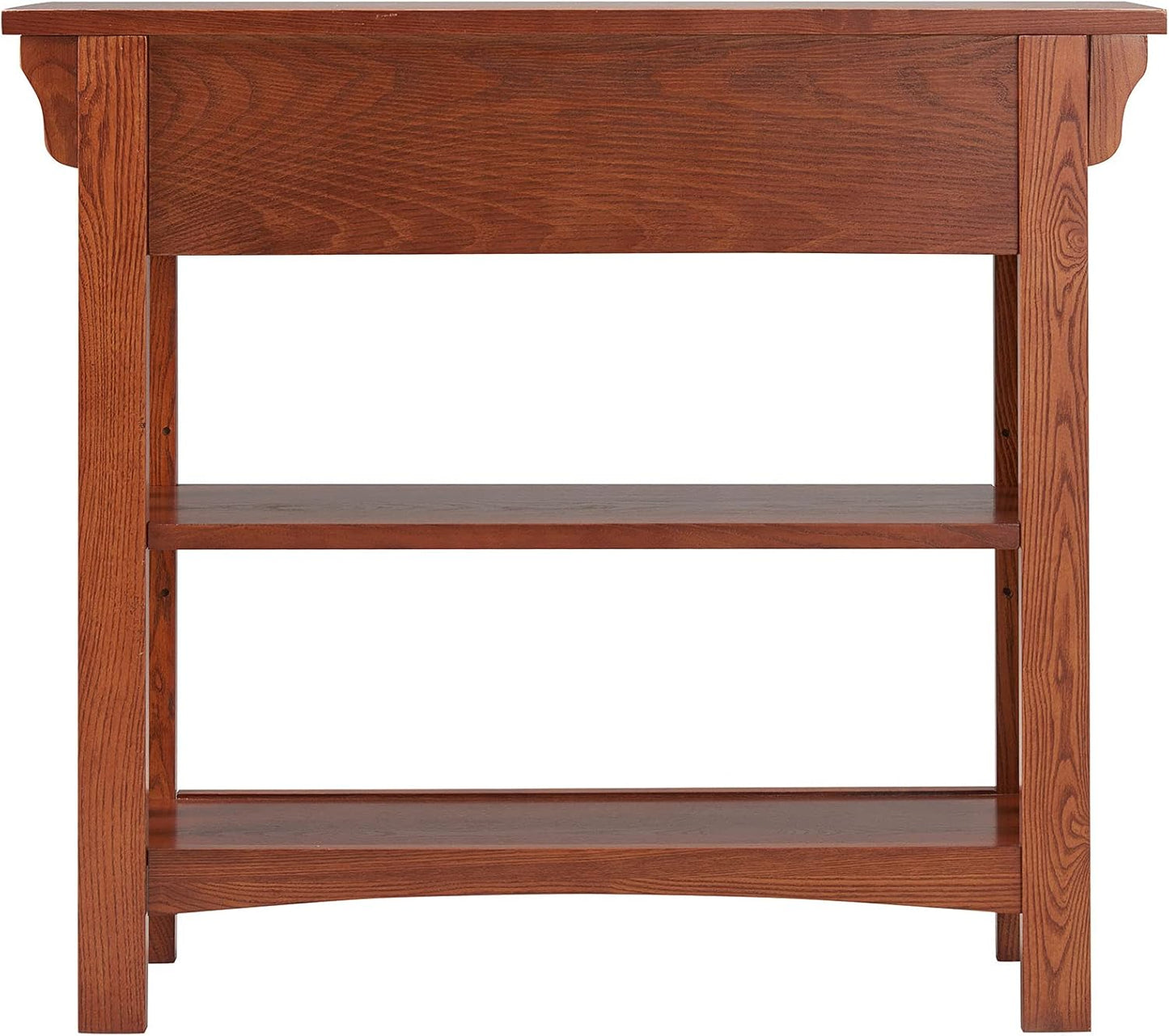 Leick Home 8261 Mission Bookcase Console Table with Drawers, Made with Solid Wood, for Living Room, Entry Way, Office, Bedrooms, Russet Finish