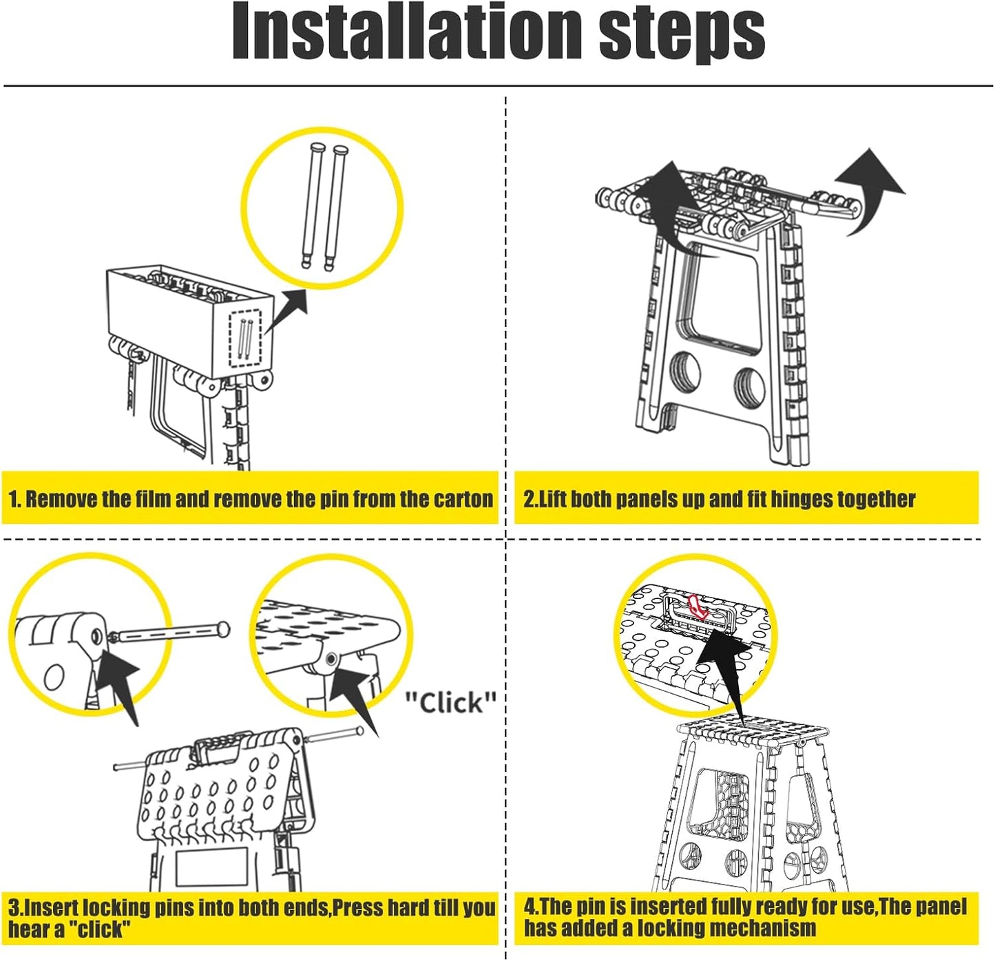Delxo Folding Step Stool 17.5 Inch,Heavy Duty Step Stools for Adults,Non Slip Folding Stool with Handle,Premium Portable Foldable Step Stool for Kitchen Bathroom Bedroom Up to 400LBS,(Grey,1PC)