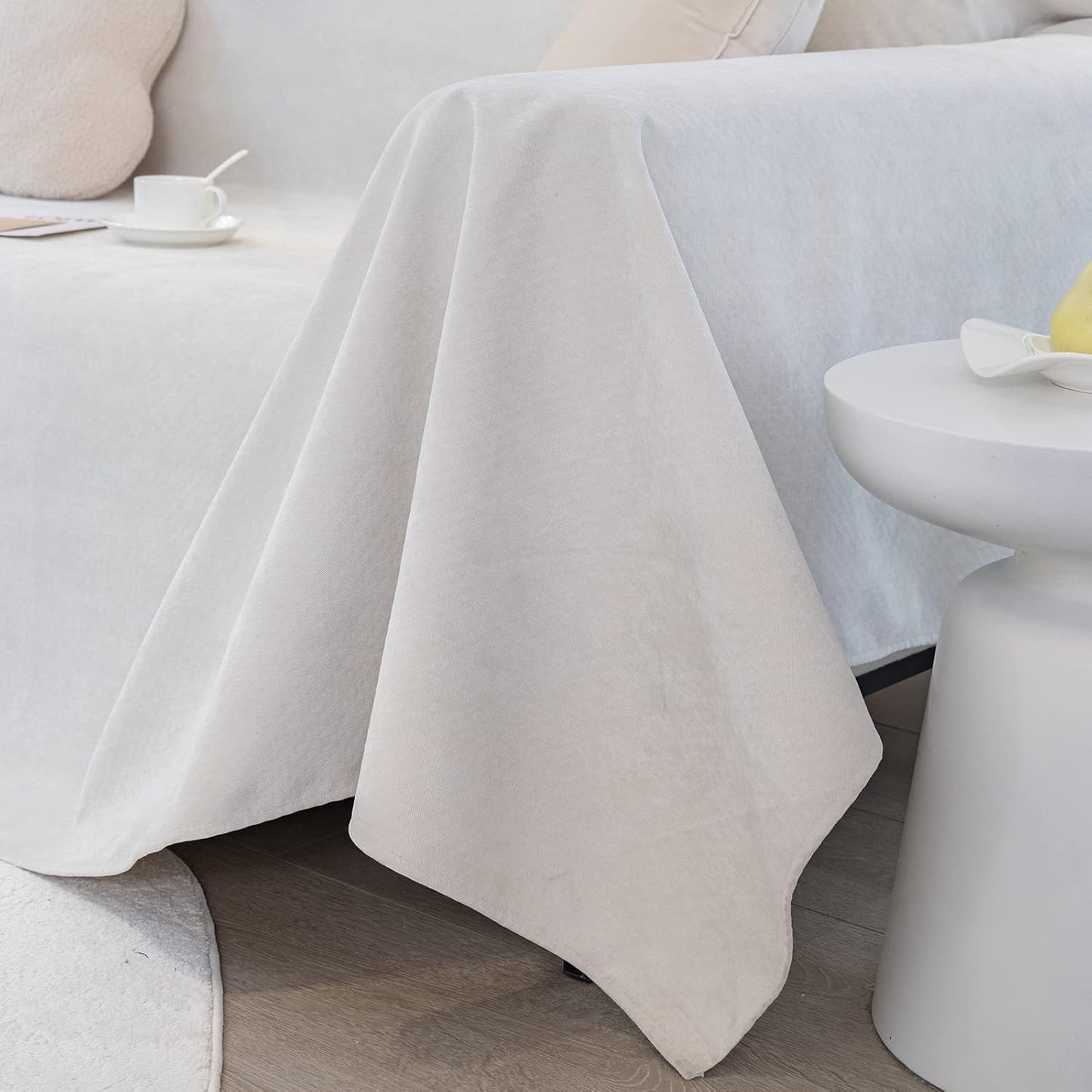 STACYPIK Waterproof Ivory White Sofa Covers Couch Cover for Pets, Anti-Cat Scratch Furniture Protector or 2 Cushion Couch, Washable Jacquard Recliner Loveseat Sofa Slipcover for Pets, Kids-71X71IN