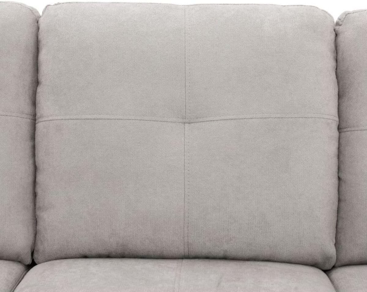 Grey White L-Shaped 3-Piece Flannel Sofa with Storage Ottoman Set, Sectional Couch Sofa Set for Living Room, Office, Small Space