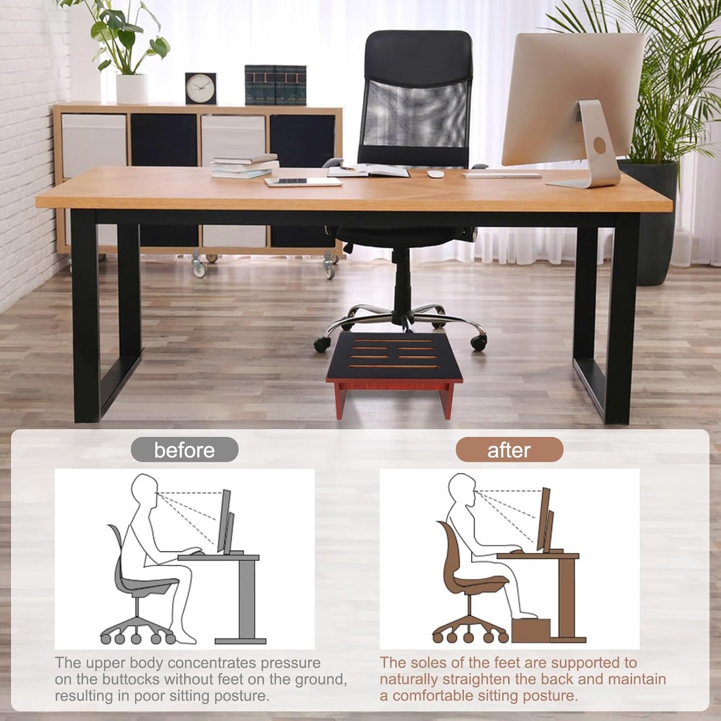 One Step Stool for Adults Seniors with Non-Slip Rubber Step Surface, 6.9" Heavy Duty Wood Stepping Stool with 450 LB Capacity Bed Steps for High Beds, Bathroom, Bedroom, Kitchen & Kids Bedside Support