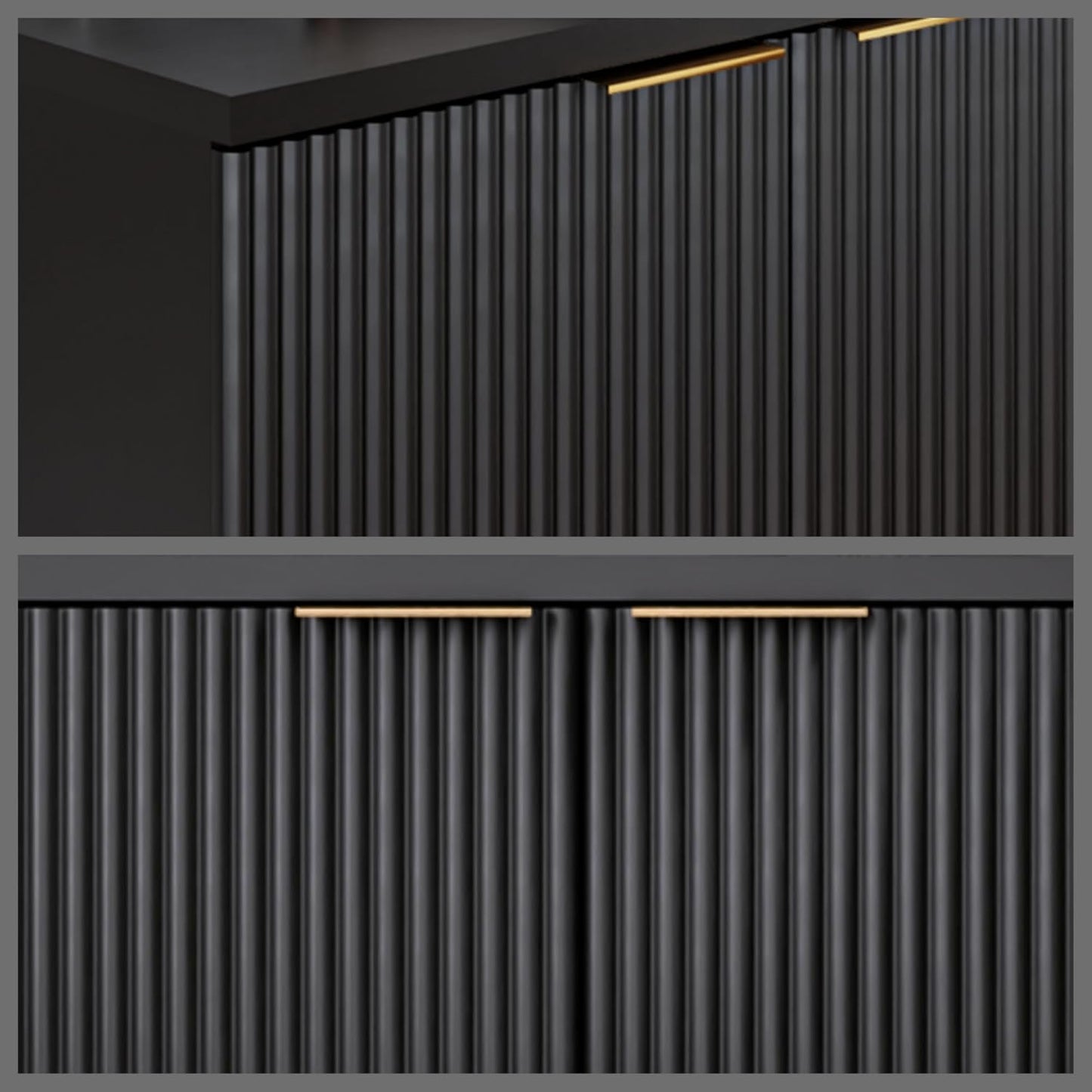 Buffet Cabinet, Sideboard Fluted Cabinet Modern Kitchen Buffet Storage Cabinets with Doors and Shelves, Wood Farmhouse Coffee Bar Station for Entryway & Dining Room & Living Room, Black