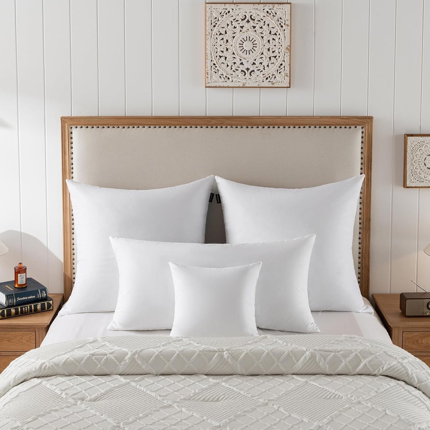 Goose Feathers and Down Pillows, Cotton Cover, Bed Sleeping Hotel Collection Pillows,Set of 2, King Size 20x36