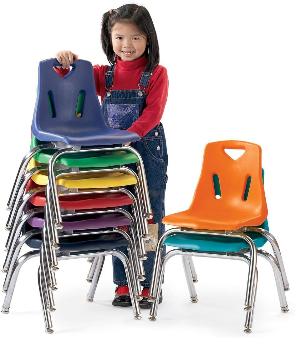 Jonti-Craft Berries 8148JC1112 Stacking Chair with Chrome-Plated Legs, 18" Height, Navy