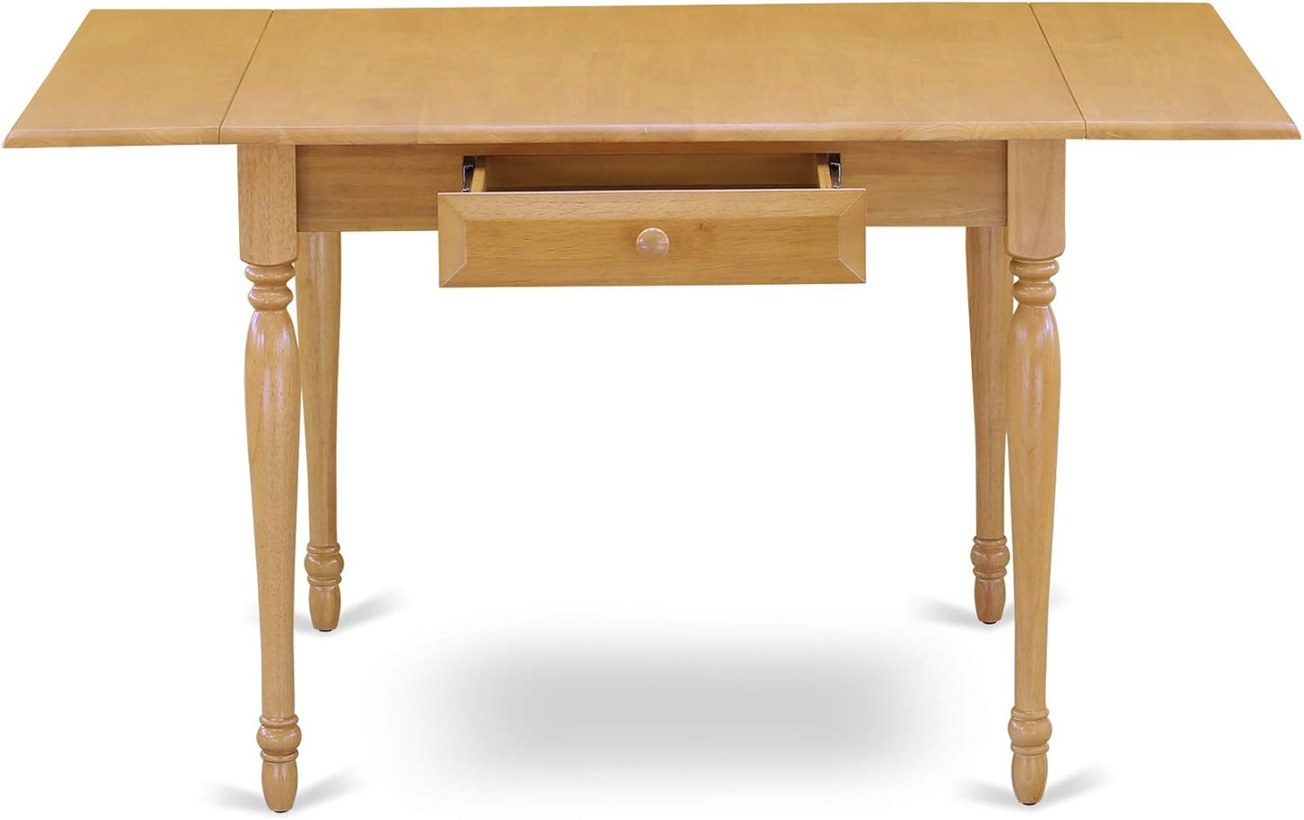 East West Furniture MZNO5-OAK-W 5 Piece Dining Room Table Set Includes a Rectangle Dining Table with Dropleaf and 4 Wood Seat Chairs, 36x54 Inch, Oak