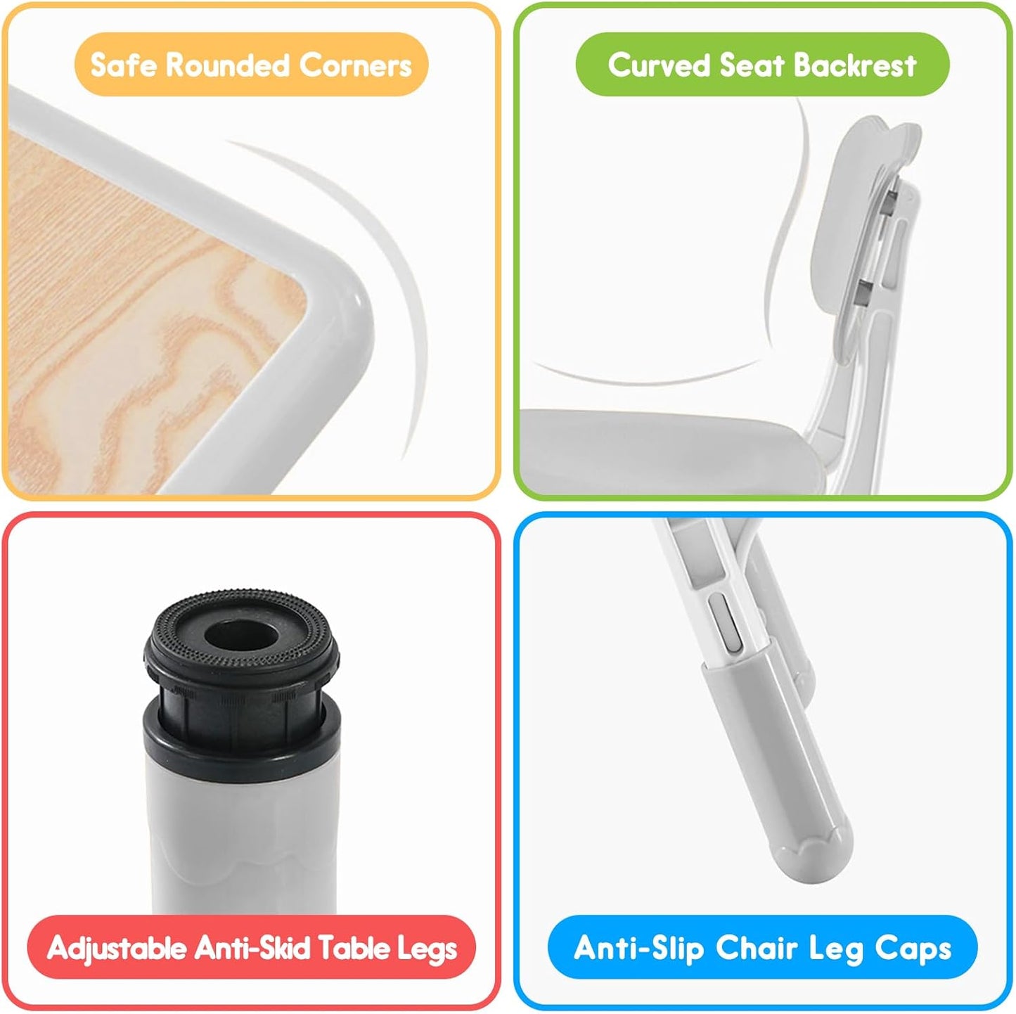 Kids Table and Chairs Set, Height Adjustable Desk With 6 Seats for Ages 2-12,Arts & Crafts Table,Graffiti Desktop, Non-Slip Legs, Max 300lbs, Children Multi-Activity Table for Classrooms,Daycares,Home