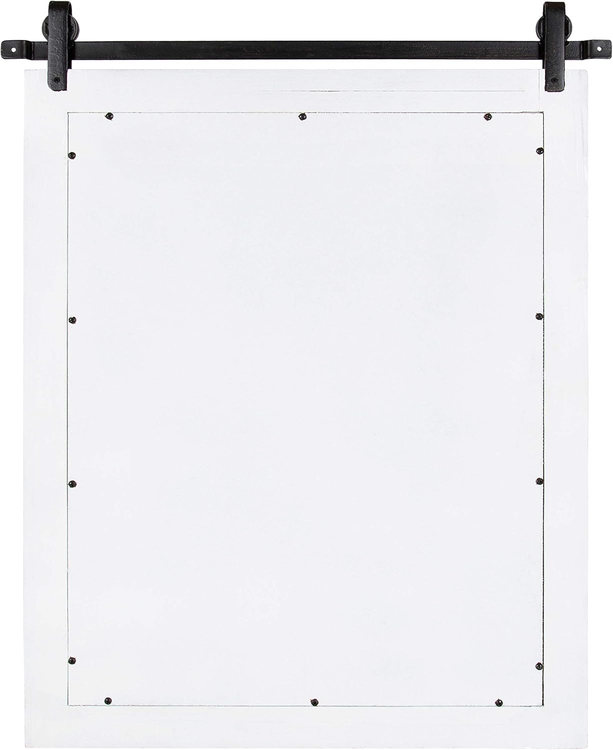 Kate and Laurel Cates Rustic Wall Mirror, 22" x 30", Coastal White, Farmhouse Barn Door-Inspired Wall Decor