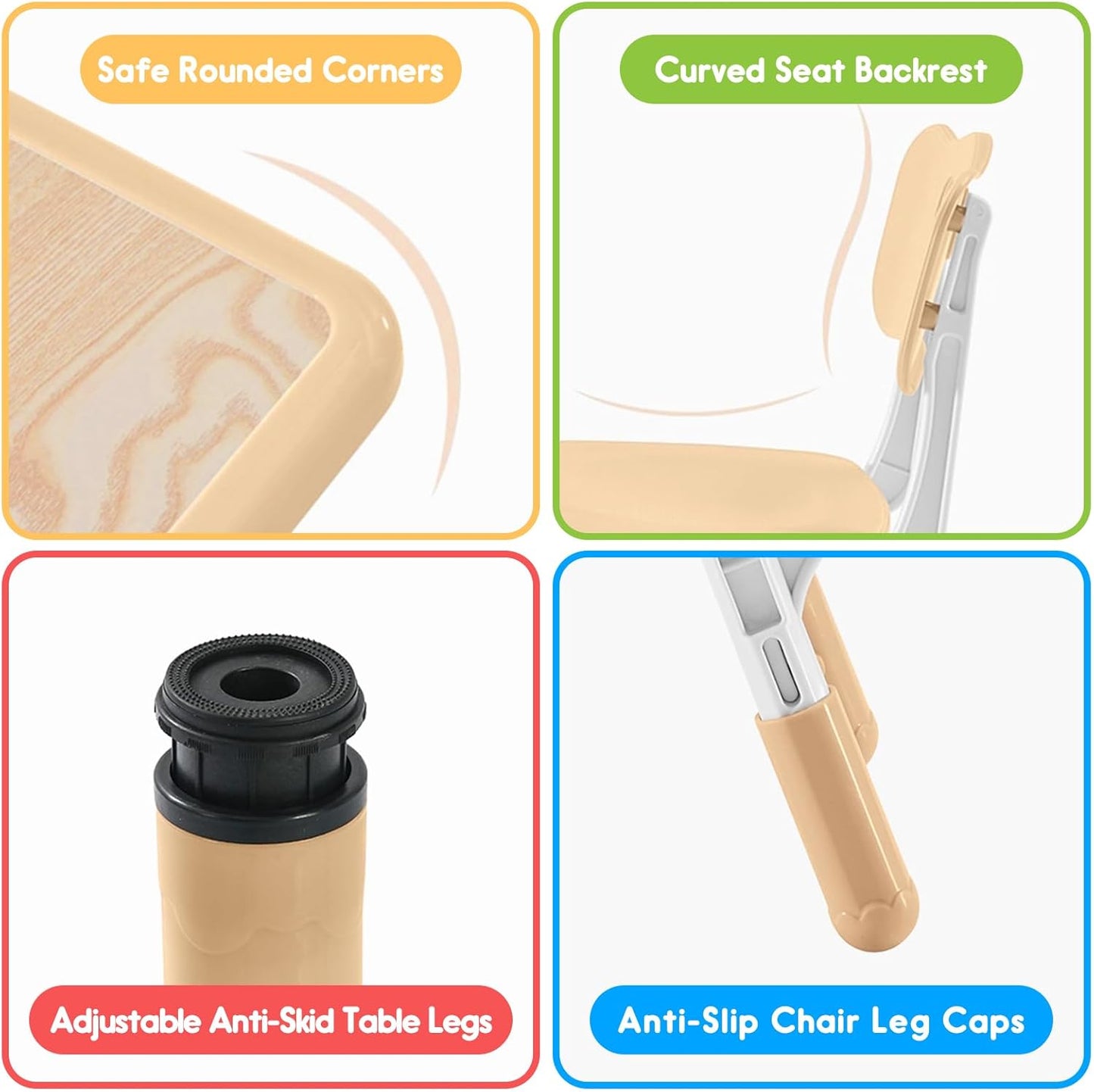 Kids Table and Chairs Set, Height Adjustable Desk With 6 Seats for Ages 3-12,Arts & Crafts Table,Graffiti Desktop, Non-Slip Legs, Max 300lbs, Children Multi-Activity Table for Classrooms,Daycares,Home