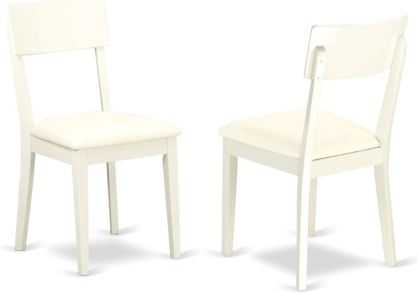 East West Furniture WEAD7-LWH-LC 7 Piece Dining Set Consist of a Rectangle Dining Room Table with Butterfly Leaf and 6 Faux Leather Upholstered Chairs, 42x60 Inch, Linen White