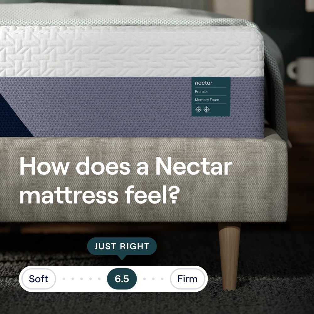 Nectar Premier Queen Adjustable Base & 13” Mattress (New Version) - Head & Foot Incline - Medium Firm Memory Foam - Cooling Upgrade - 3 Massage Settings - 365-Night Mattress Trial & Forever Warranty