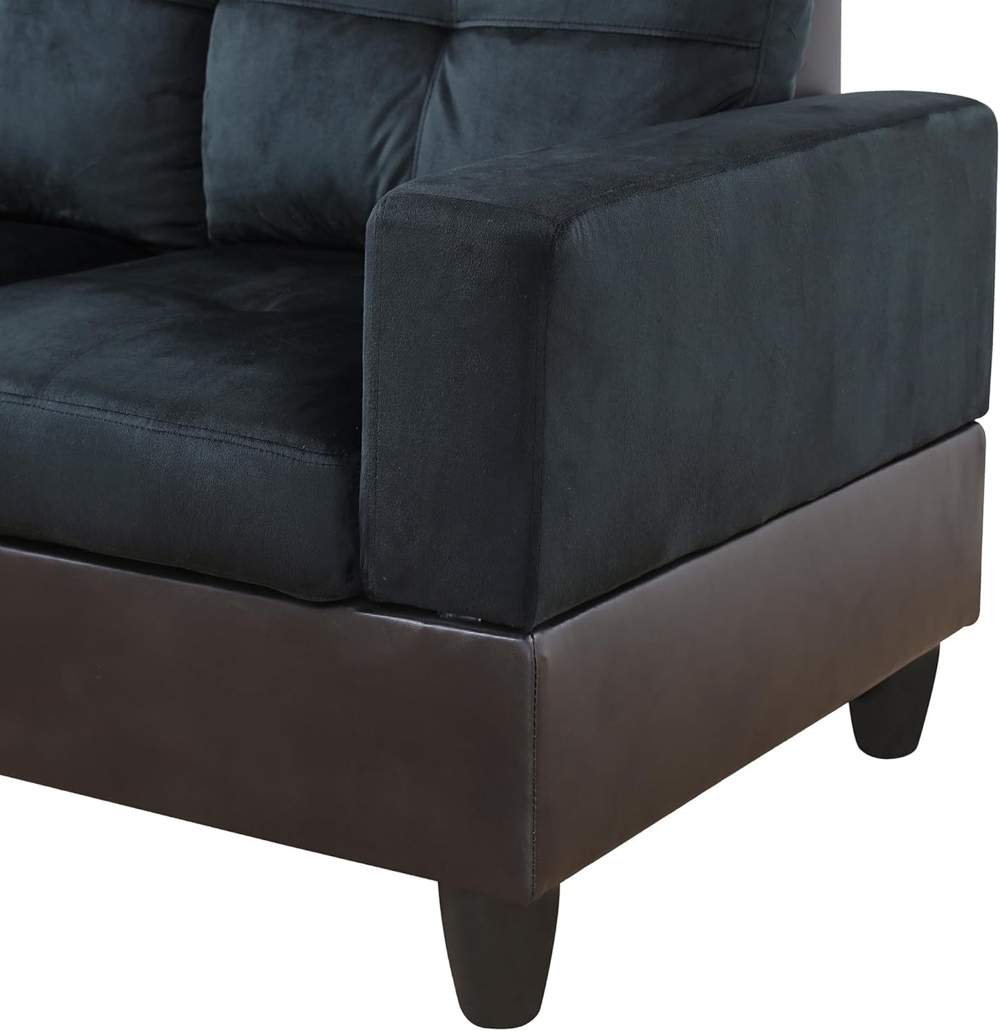 NicBex Sectional Couch 3 Pieces Sofa Set with Right Chaise Lint PVC L Shaped Cloud Couch for Living Room Furniture Sets with Storage Ottoman, Modular Sofa for Living Room & Apartment, Dark Blue+Brown