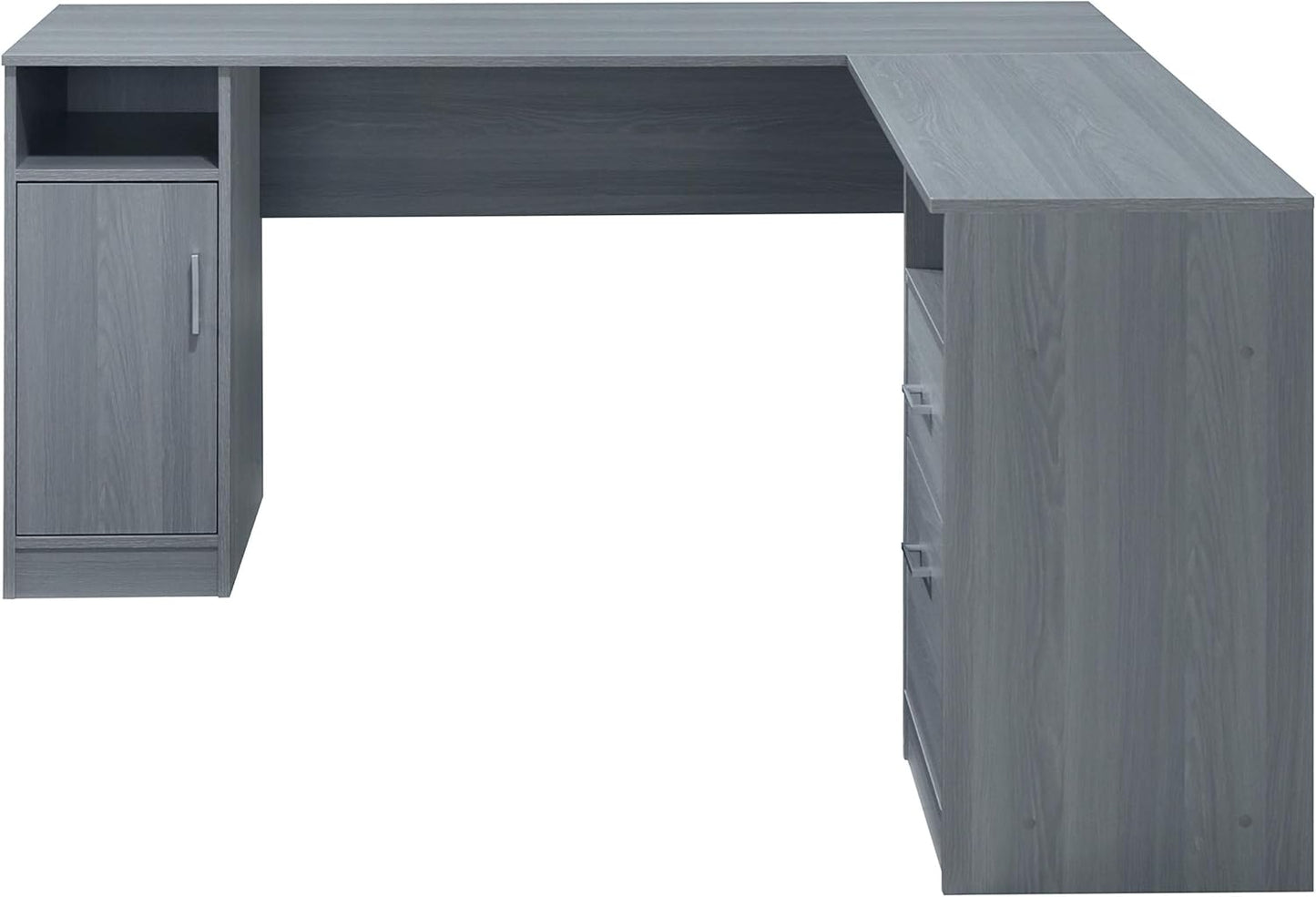Techni Mobili Functional L-Shaped Computer Desk with storage, L is 59.5" wide x 59.5" Long, Grey
