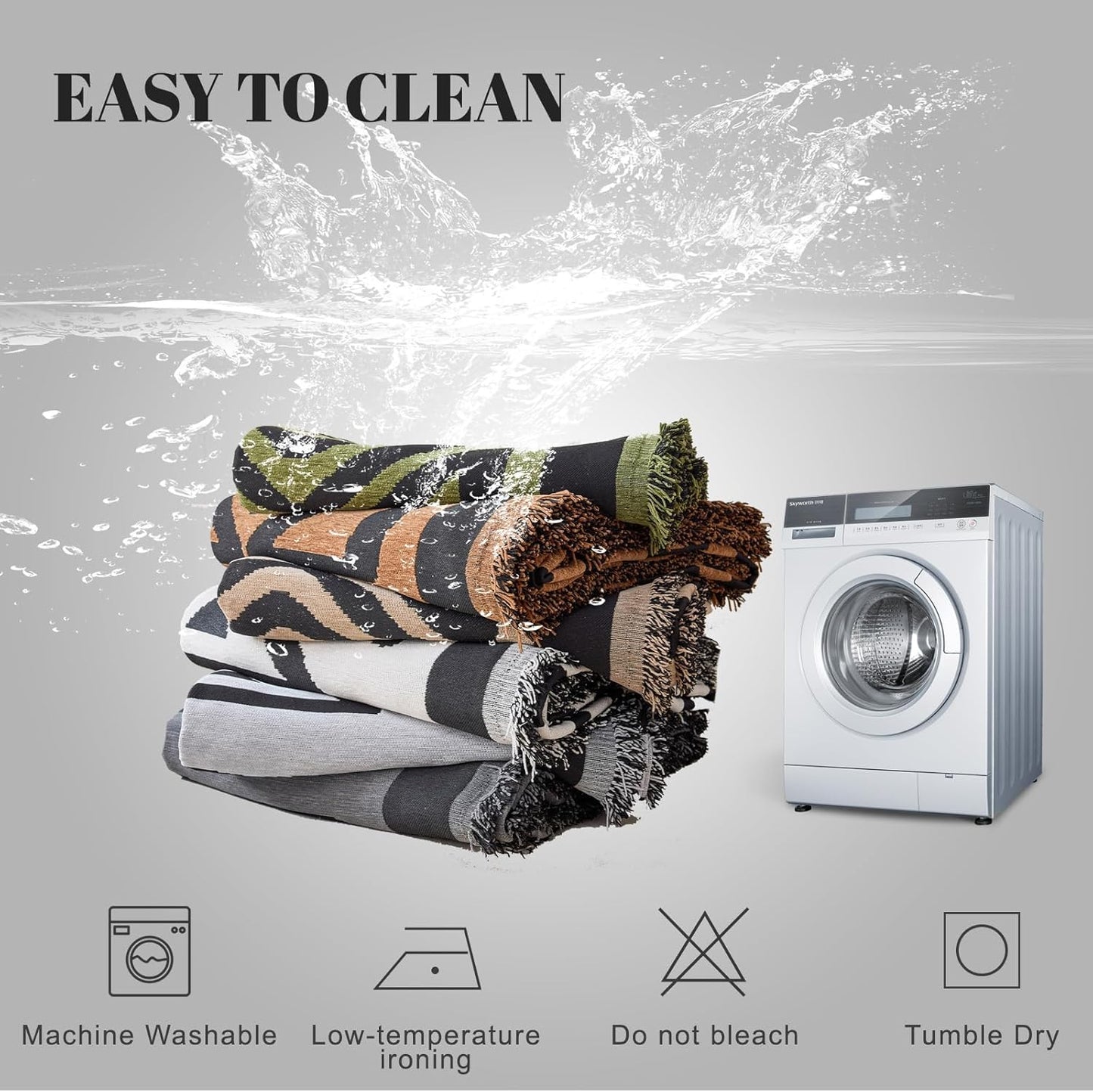 HANDONTIME Boho Geometric Couch Covers for Sofa Pet Friendly Taupe and Black Sofa Covers Washable Chenille Couch Blanket Cover for 1 2 Cushion Couches Pet Protector Furniture Cover Soft, 71" X 102"