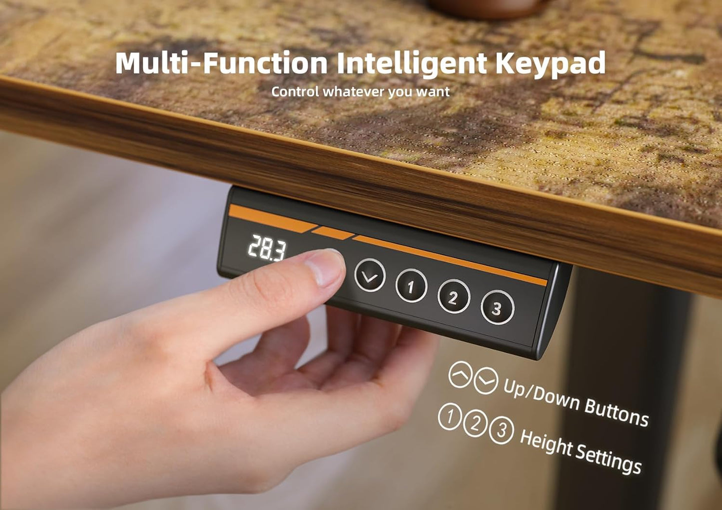 YDN Standing Desk, 40x24 Inch Electric Adjustable Height Stand up Desk, Sit Stand Home Office with Splice Board, Rustic Brown