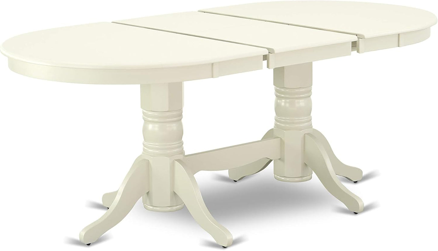East West Furniture VAAD5-LWH-LC 5 Piece Dining Room Furniture Set Includes an Oval Kitchen Table with Butterfly Leaf and 4 Faux Leather Upholstered Dining Chairs, 40x76 Inch, Linen White