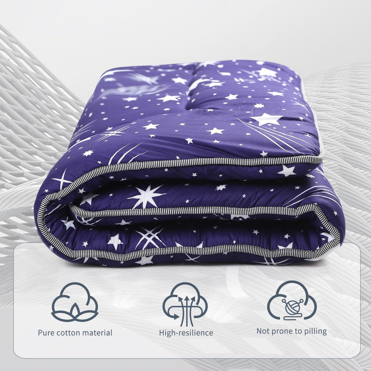 Japanese Floor Mattress,Roll Up Memory Foam Tatami Mat Easy to Store and Portable,Futon Mattress Suitable for Camping and Guest Room (Blue, Queen (80" X 60"))