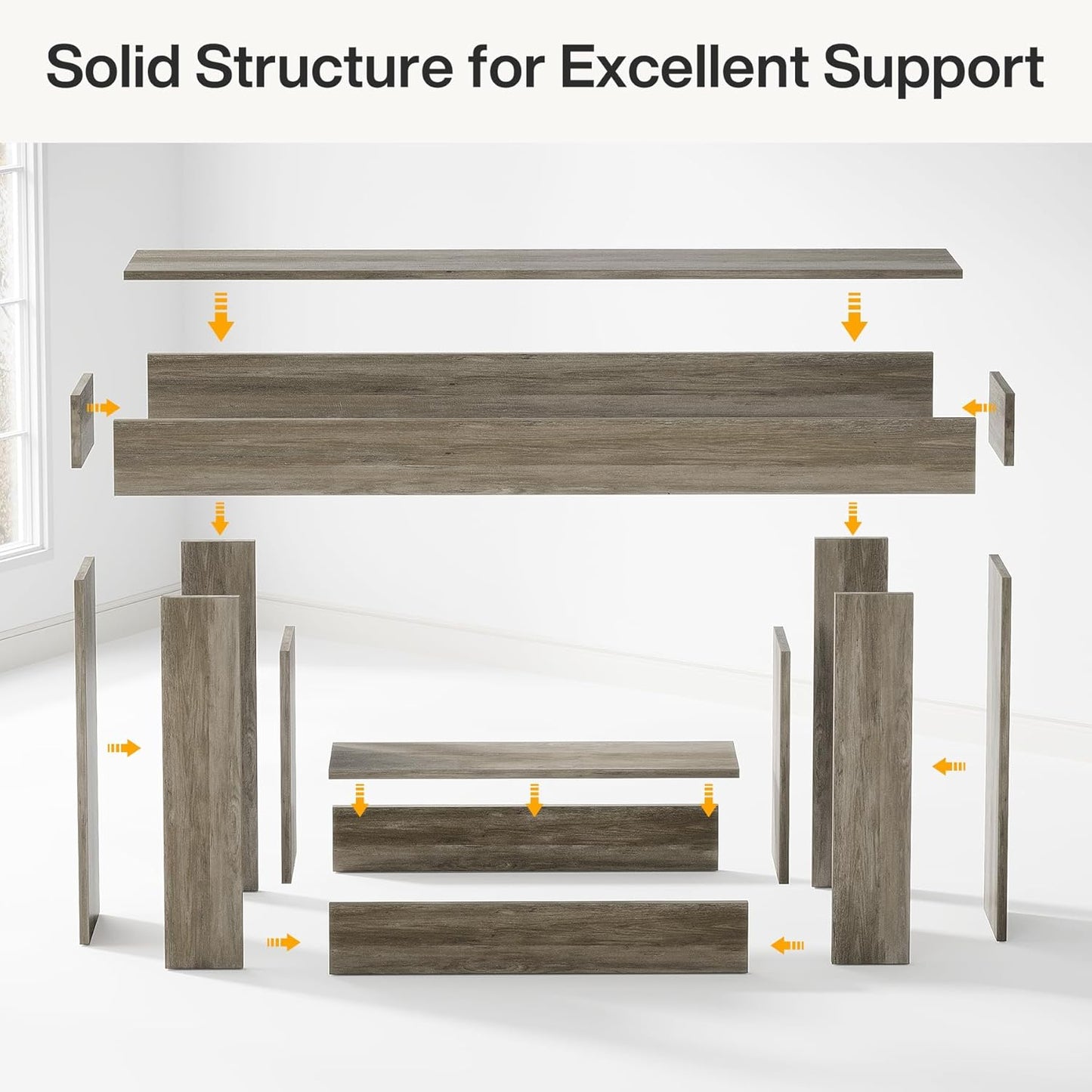 Tribesigns 63" Console Table, Farmhouse 2-Tier Entryway Table with U-Shaped Base, Narrow Long Wood Sofa Table Behind Couch Table for Living Room, Hallway, Foyer, Light Gray