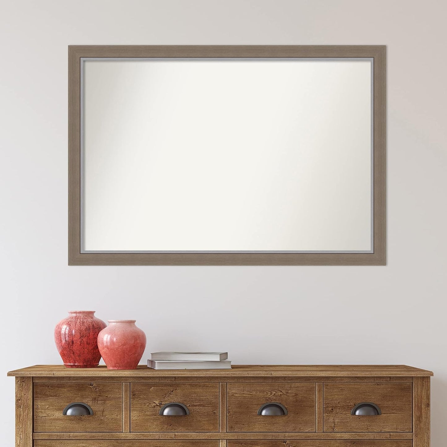 Amanti Art Black Bathroom Mirror for Over Sink, 26x38 Eva Black Silver Thin Rectangle Vanity Mirror, Large Modern Frame, Hangs Horizonally and Vertically, Bathroom Wall Decor, Non-Beveled Edge