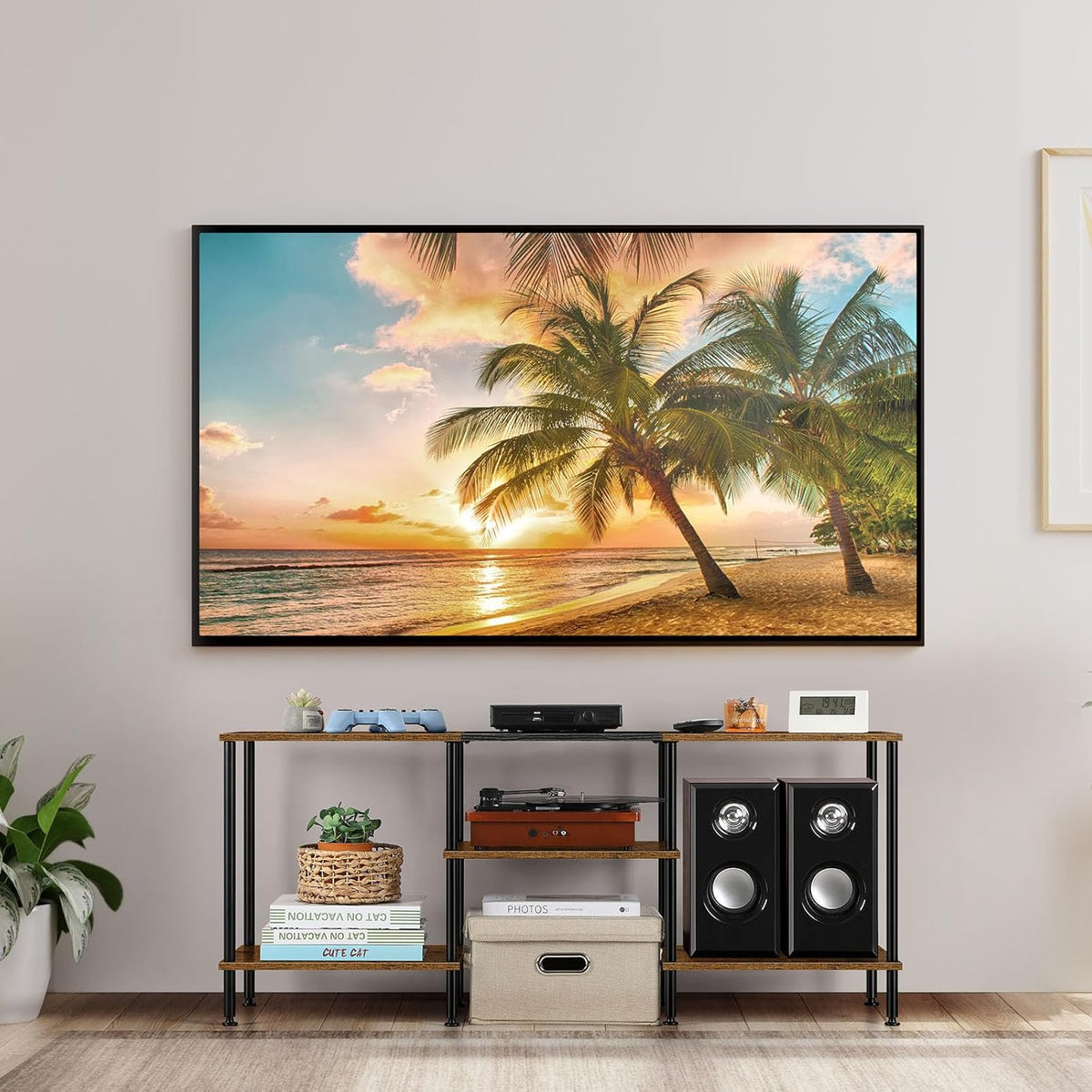 50 inch TV Stand for Bedroom Rustic Brown TV Entertainment Center with Storage 3 Tier TV Table Stand for Living Room TV Console Table for 50 43 40 32 inch TV