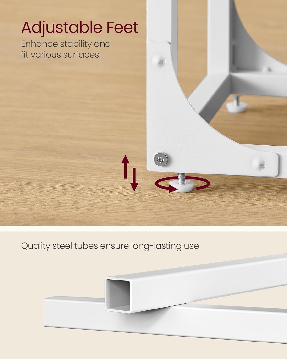 VASAGLE C-Shaped End Table, Small Side Table for Couch, Sofa Table with Metal Frame for Living Room, Bedroom, Bedside, Almond Yellow and Cloud White