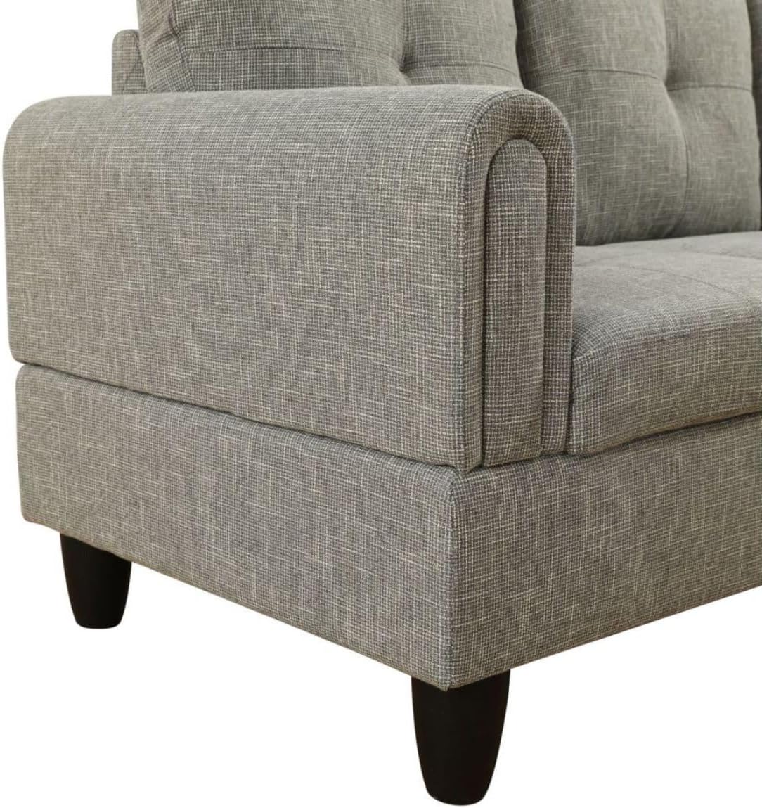 Grey-2 L-Shaped 3-Piece Linen Sofa with Storage Ottoman Set, Sectional Couch Sofa Set for Living Room, Office, Small Space