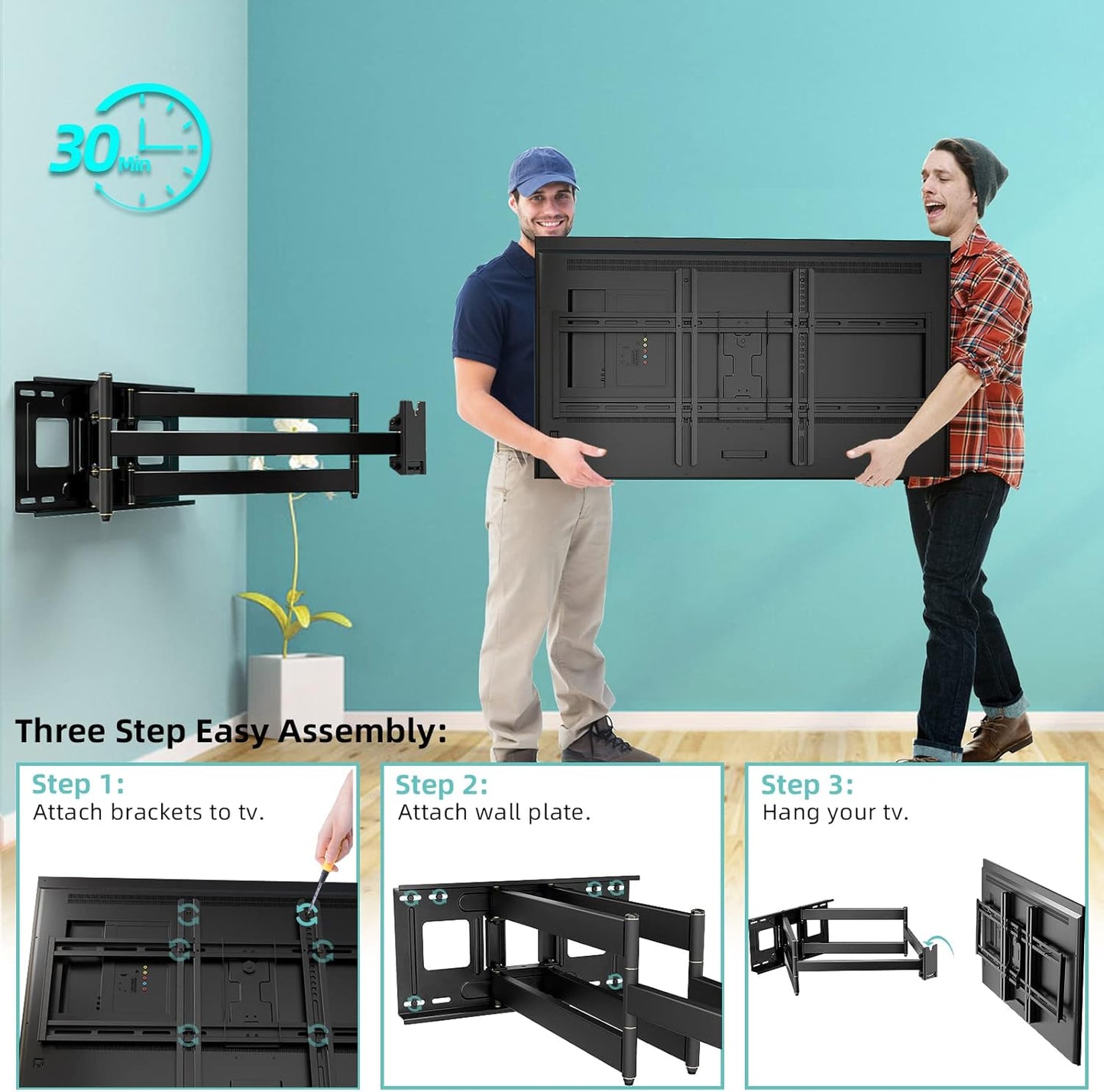 Heavy Duty TV Wall Mount for 42-90" TVs, 4X Load Tested Holds 179lbs, 40.9" Smooth Gliding Extension Arms, Full Motion Swivel & Tilt, VESA 800x400, Fits 16-18" Studs