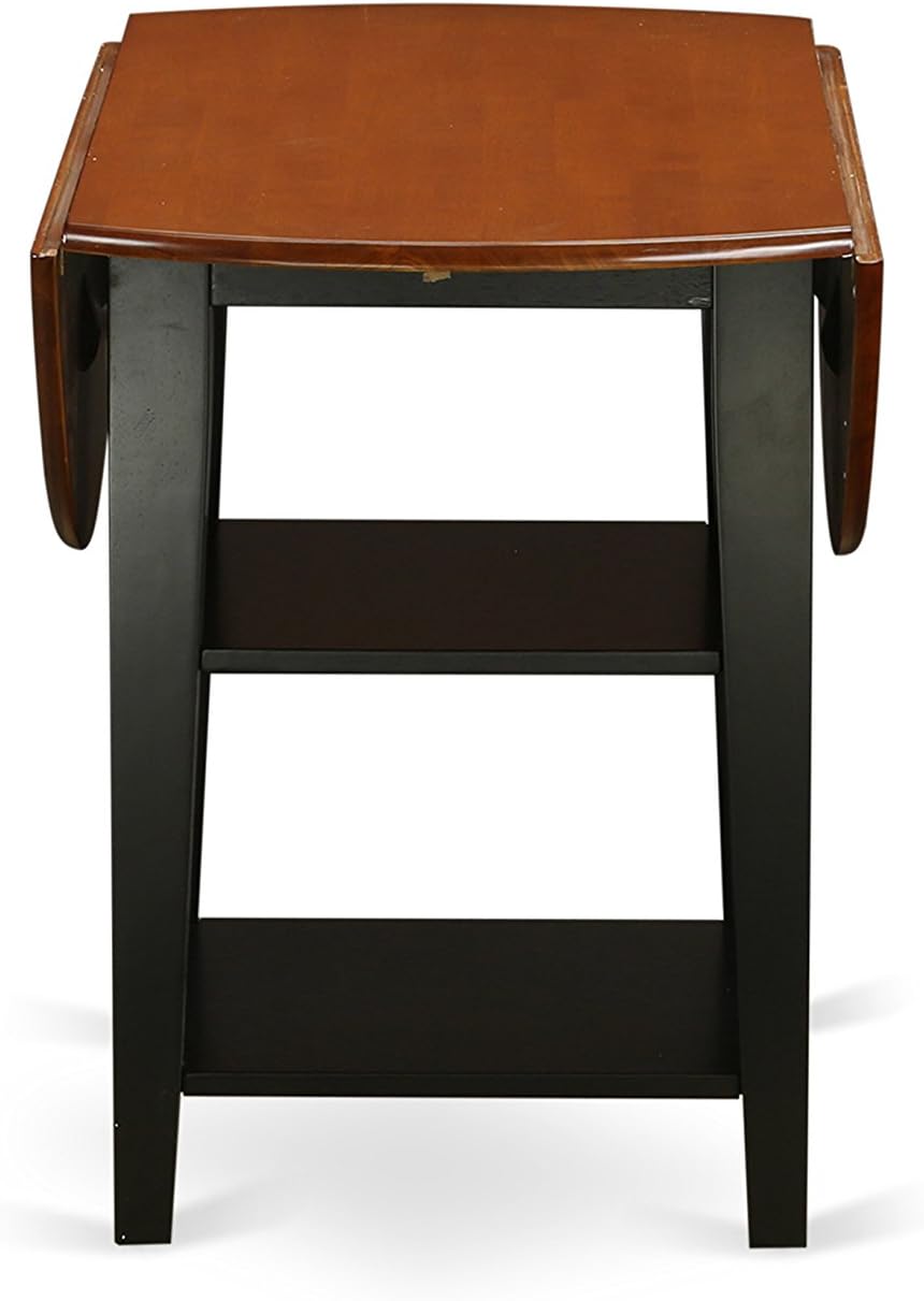 East West Furniture SUAN5-BCH-W 5 Piece Dining Set Includes a Round Dining Room Table with Dropleaf & Shelves and 4 Wood Seat Chairs, 42x42 Inch, Black & Cherry