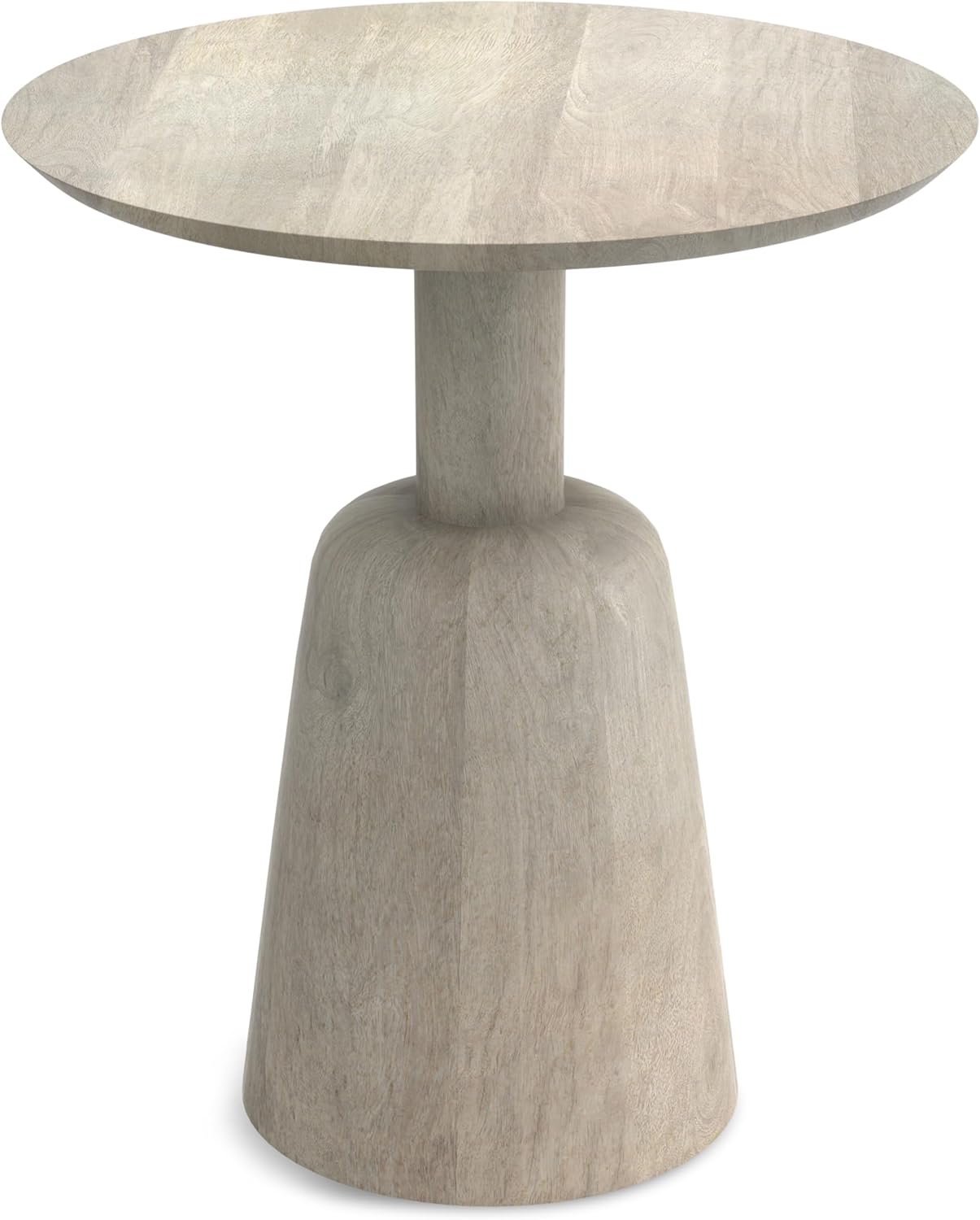 SIMPLIHOME Finchley Solid Mango Wood 18 inch Wide Round Contemporary Side Table in White Wash, Fully Assembled for The Living Room and Bedroom