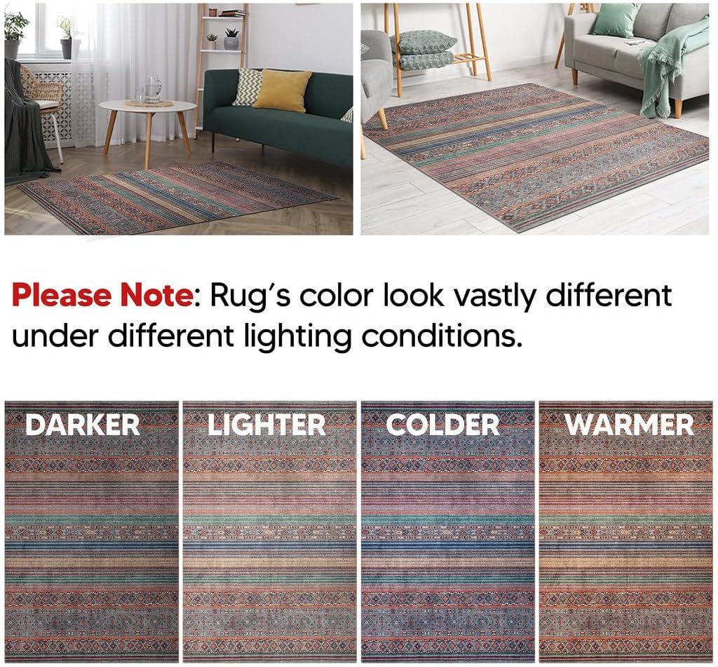 Keen Home Design 3x5 Rug - Machine Washable Entry Rug with Non-Slip Backing, Ideal for Enteryway, Kitchen, Bathroom, Laundry Room - Vintage, Easy Clean, Durable, Low Pile Rug - (3' x 5')