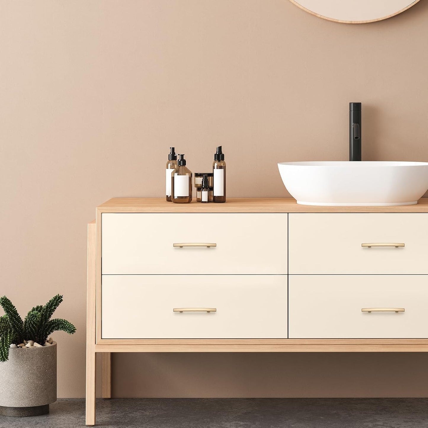 15 Pack Cabinet Handles 3.75" Hole Center - Curved Cabinet Pulls Champagne Bronze Drawer Pulls for Kitchen Cupboard Solid Handles for Dresser Drawer Arch Closet Hardware