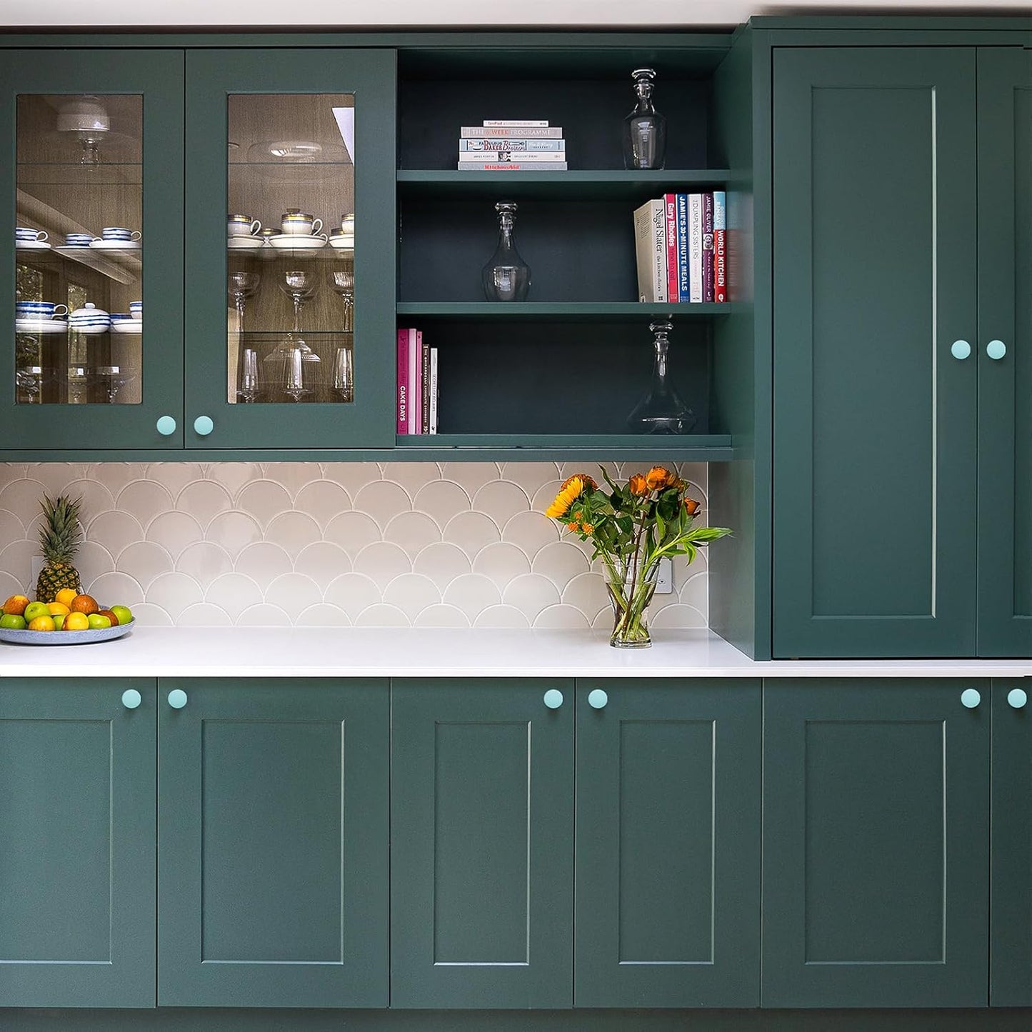 Ravinte 10 Pack Drawer Pulls 1-1/4 Inch Green Kitchen Cabinet Knobs Solid Round Dresser Handles for Simple Cupboard Hardware