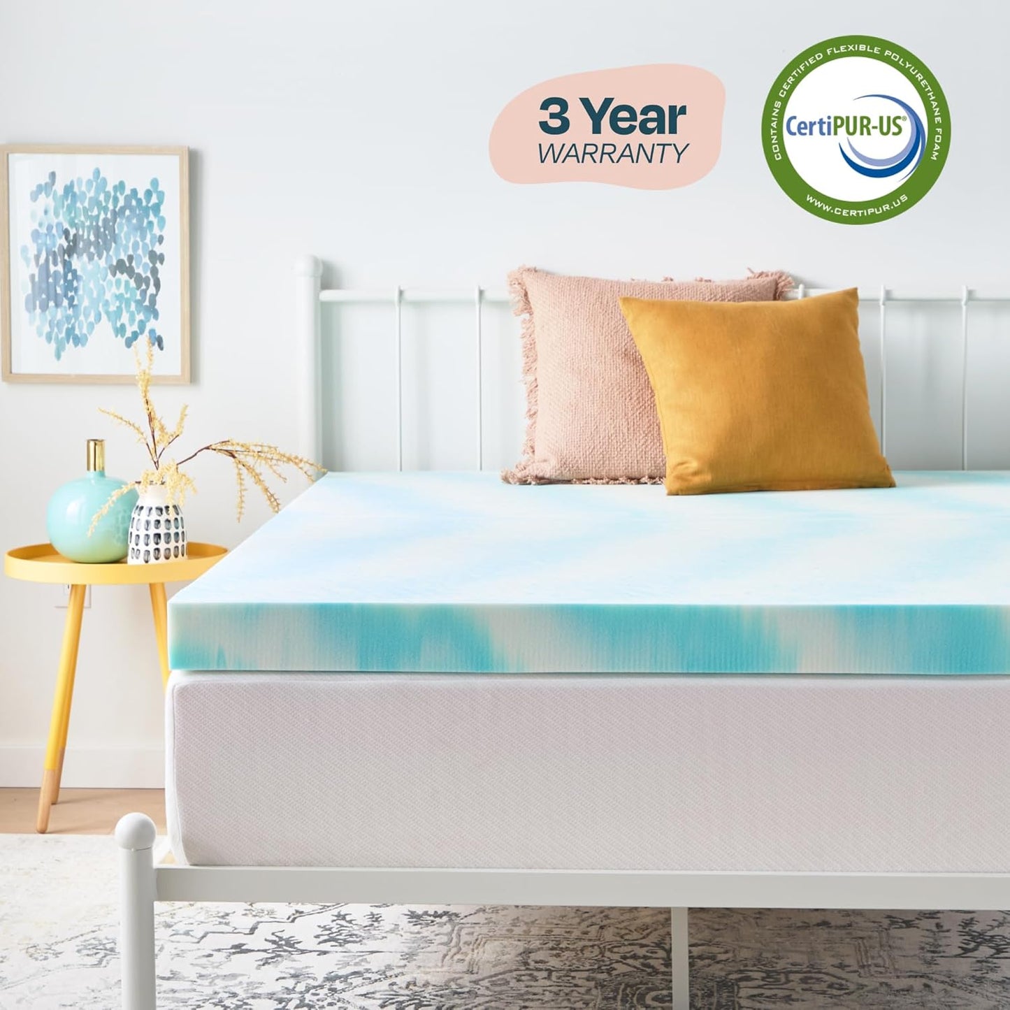 Linenspa 4 Inch Gel Swirl Memory Foam Mattress Topper – Cooling Gel Infused – Pressure Relieving Bed Topper - Mattress Pad – CertiPUR Certified - California King Size