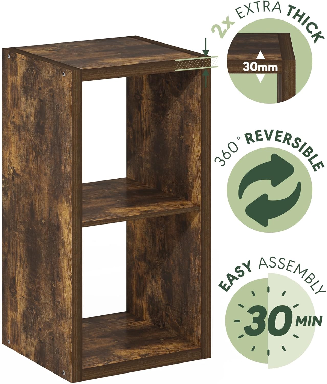 Furinno Cubicle Open Back Decorative Cube Storage Organizer, 2-Cube, Amber Pine