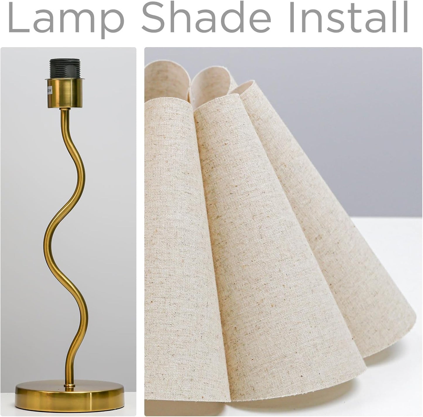 KUNJOULAM Small Table Lamp, Bedside Nightstand Lamp with Umbrella Form Fabric Lampshade, Morden Mini Desk Lamp for Bedroom Home Office Decor