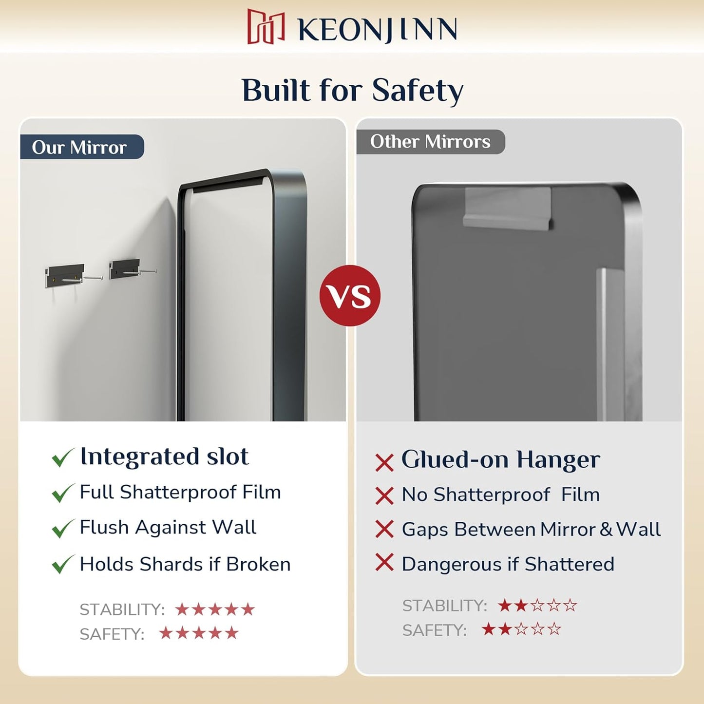 Keonjinn Black Bathroom Mirror, 20 x 30 Inch Rounded Rectangle Matte Black Bathroom Mirrors for Over Sink, Farmhouse Mirror with Seamless Frame, HD Tempered Glass Vanity Mirror(Horizontal/Vertical)
