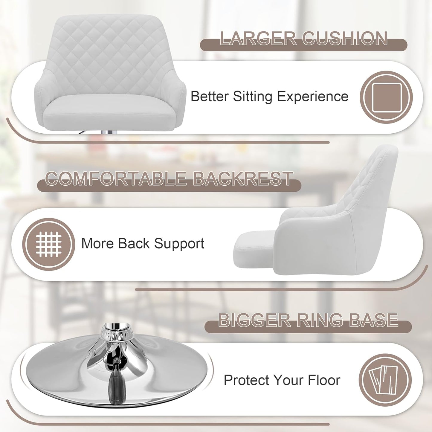 VECELO Adjustable Bar Stools Set of 2, Bar Height Stools for Kitchen Counter