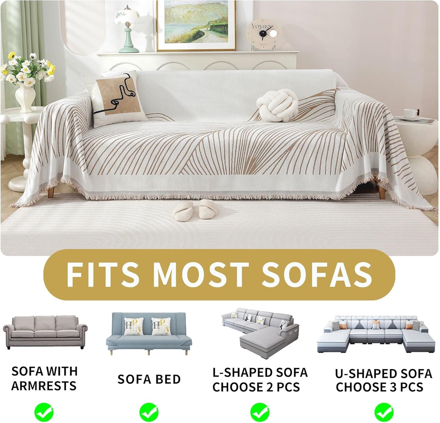 Non Slip Sofa Covers Couch Covers for 3 Cushion Couch Sofa Pet Friendly Washable Couch Covers for Sofa, Soft Thick Sectional Couch Covers L Shape Furniture Protector for Kids, Dogs 91" X134"