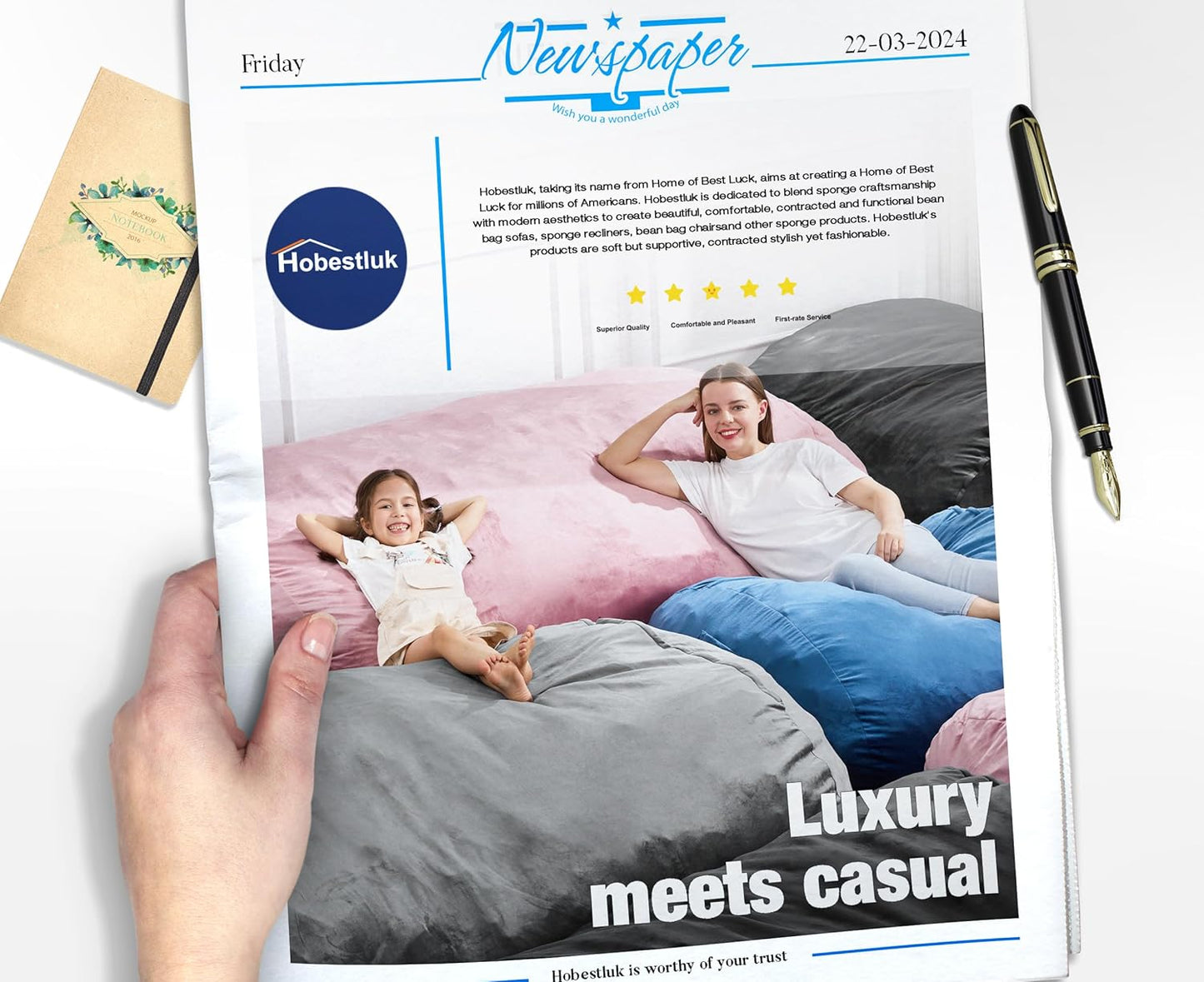 Hobestluk 6FT Bean Bag Chair Large Beanbag Lounger with Removable Cover Adult Bean Bag Chair with Portable Handle Desgin for Living Room Bedroom (Grey, 6FT)