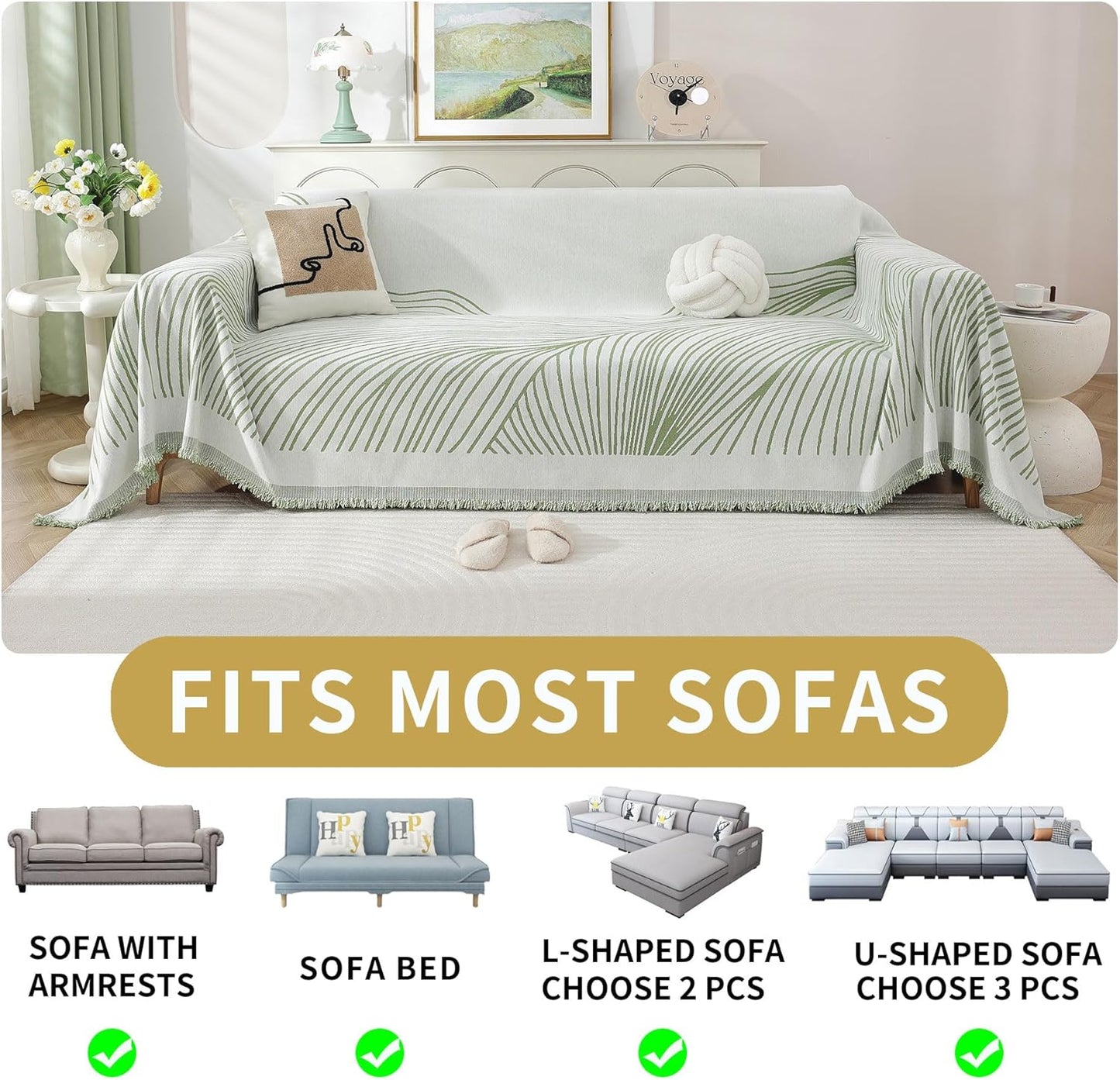 Non Slip Sofa Covers Couch Covers for 3 Cushion Couch Sofa Pet Friendly Washable Couch Covers for Sofa, Soft Thick Sectional Couch Covers L Shape Furniture Protector for Kids, Dogs 91" X134"