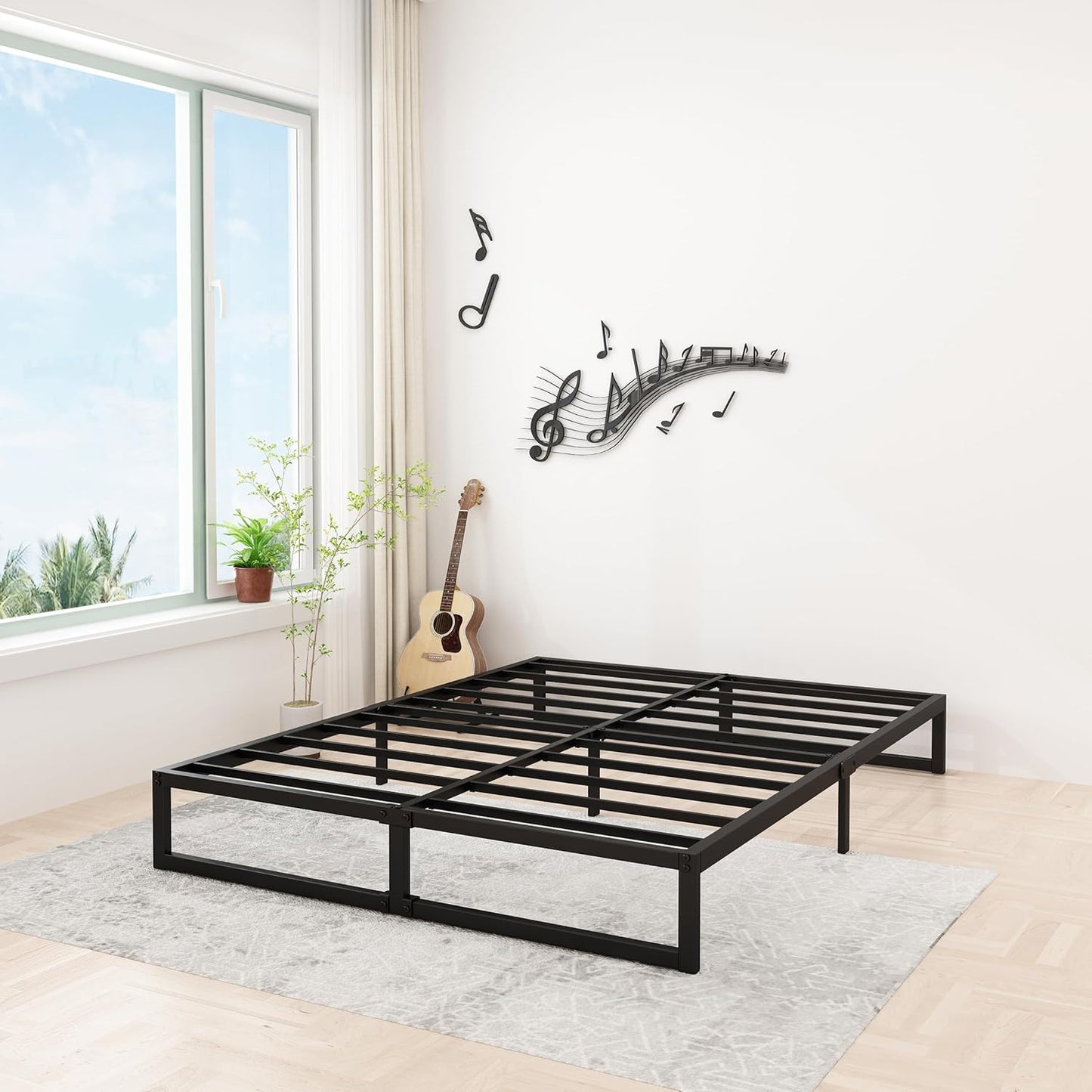 12 Inch King Size Bed Frame Sturdy Mattress Foundation, Heavy Duty Metal Platform with Steel Slats Support No Box Spring Needed, Noise Free, Easy Assembly, Black