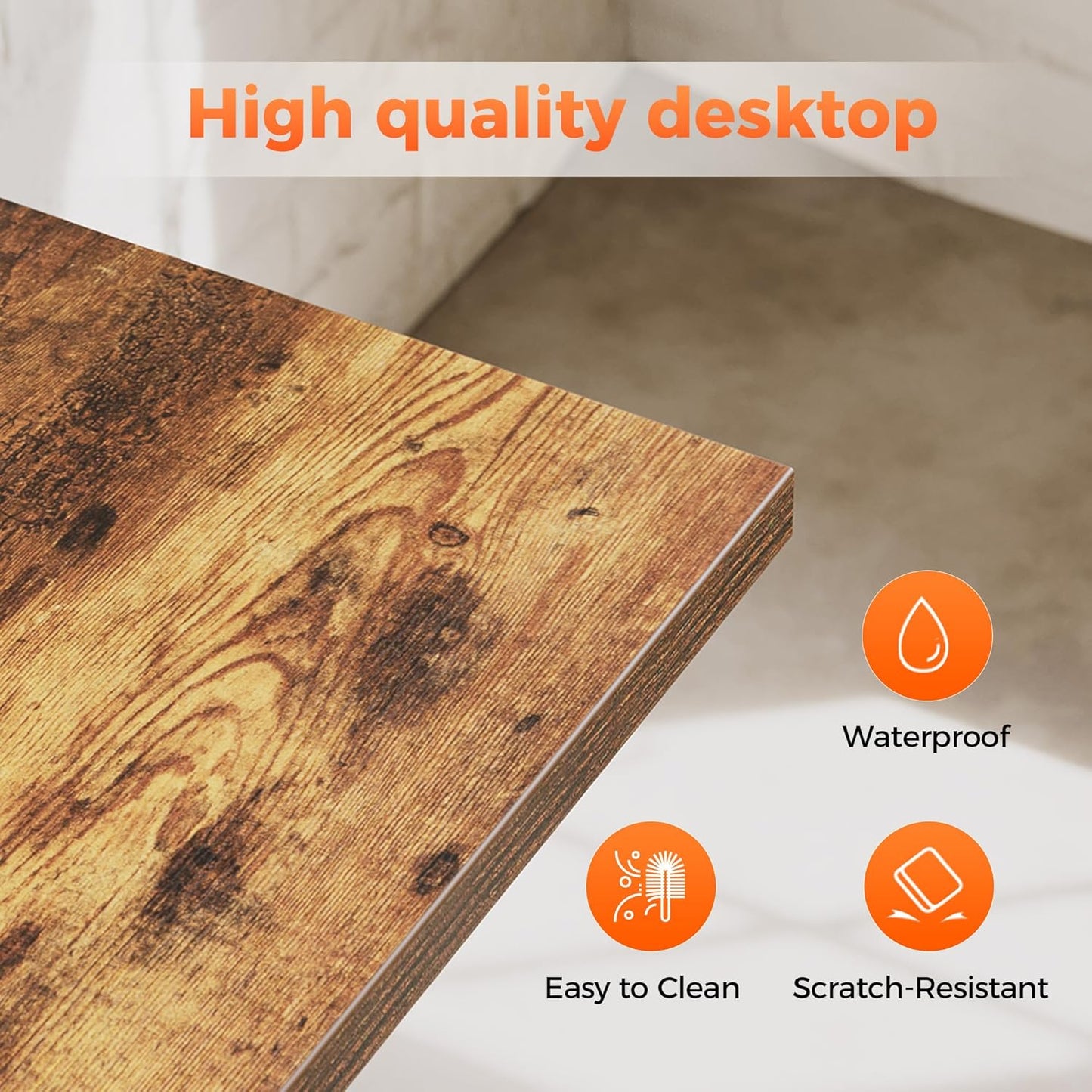 Computer Desk 55 X 24 inch, Gaming Desk for Small Spaces, Modern Simple Style Table for Home Office, Study Student Writing Table (Shelf, Rustic Brown, 55 inch)