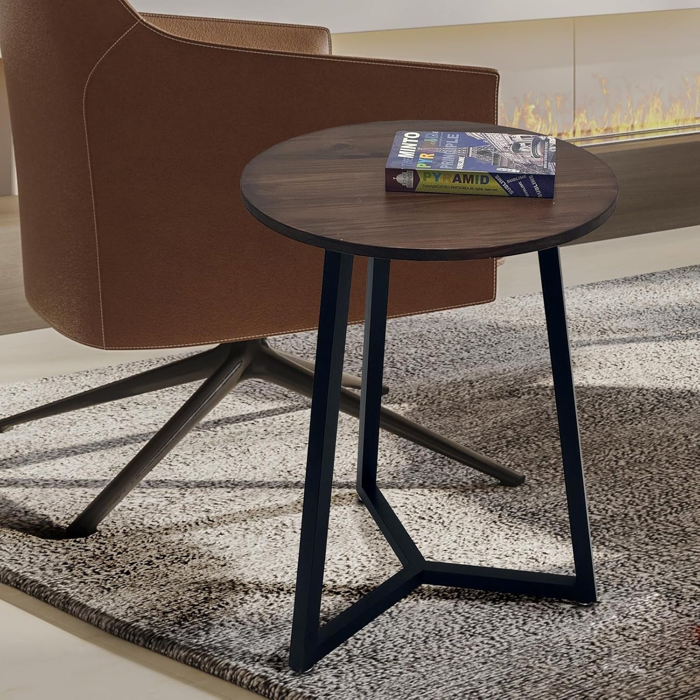 Round Metal Coffee Table Legs,28 Inch Black Iron Dining Table Base Only,Large Circle End Table Legs
