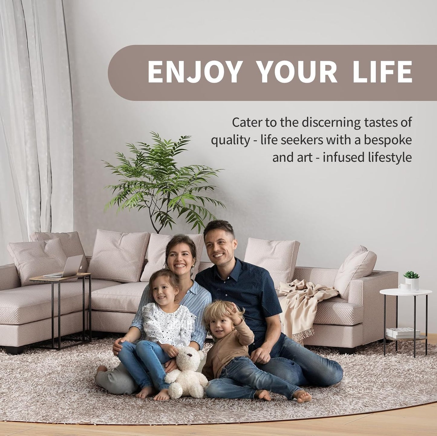 End Tables Living Room - Sturdy SideTable with Metal Frame, Modern Small Sofa & Bedside Table,Multi-Functional Round Coffee Table for Bedroom, Balcony, Sofa, Gym,Office