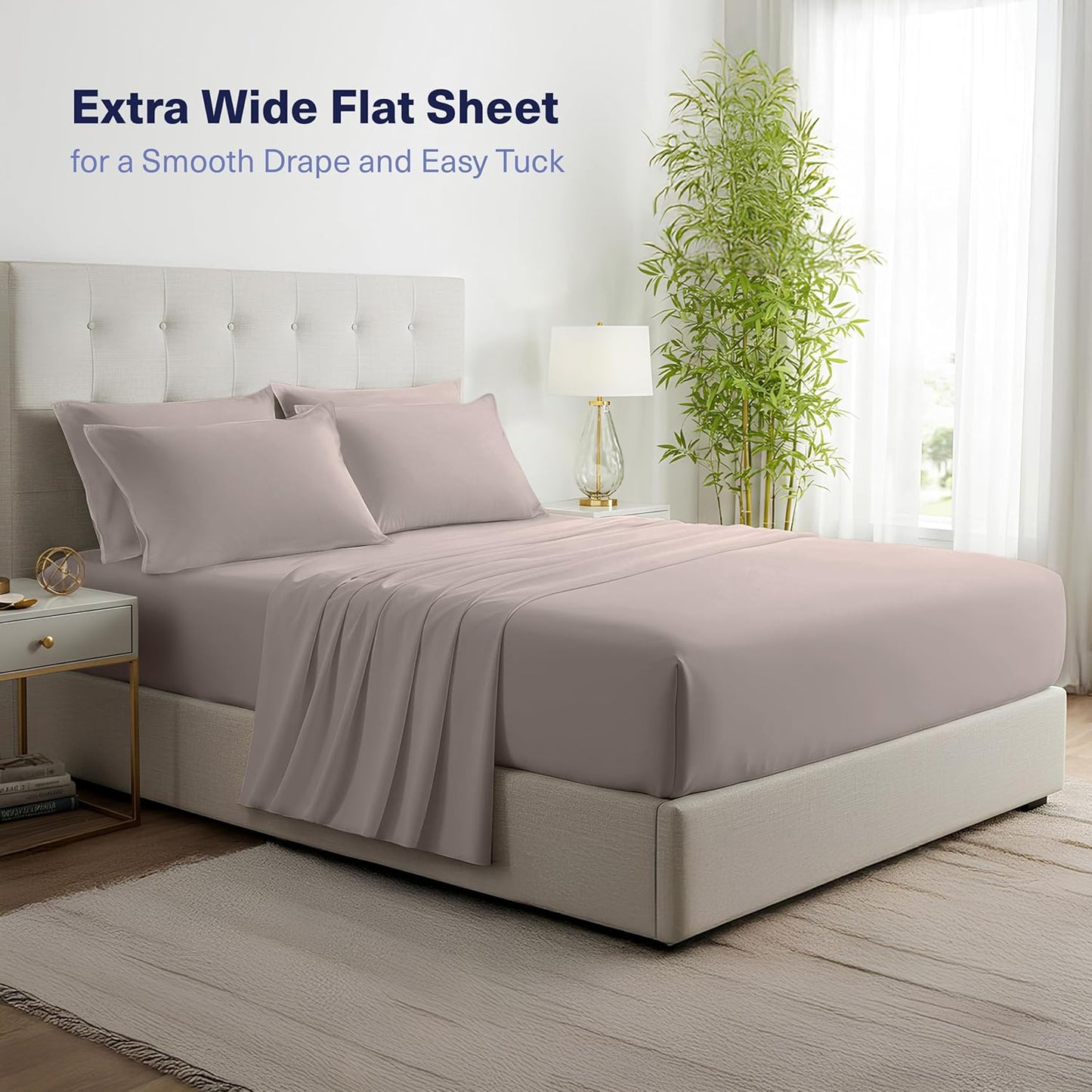 Kickoff Viscose Bamboo Sheets Twin Size 3-pc 100% Organic Bamboo Viscose Bed Cooling Sheets Twin Size Set Cool Bedding for hot Sleepers Sheet, Flat, Fitted, Pillowcase (Grey Mist, T)